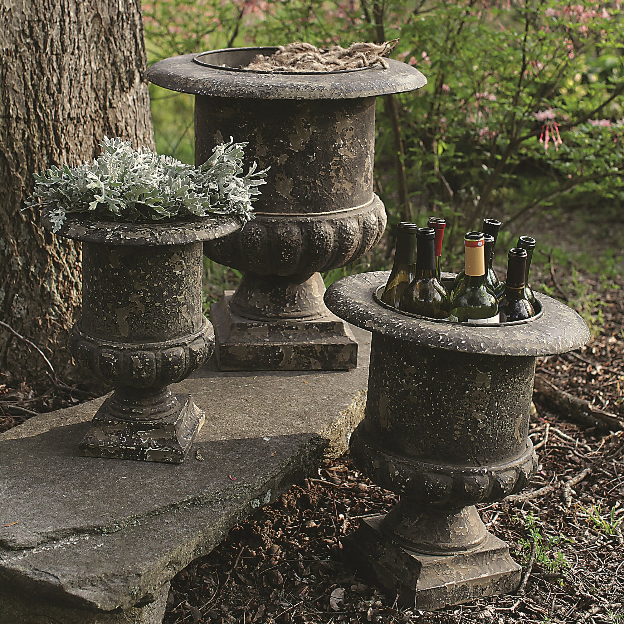 Creative Co-Op Turn of the Century 3-Piece Metal Urn 