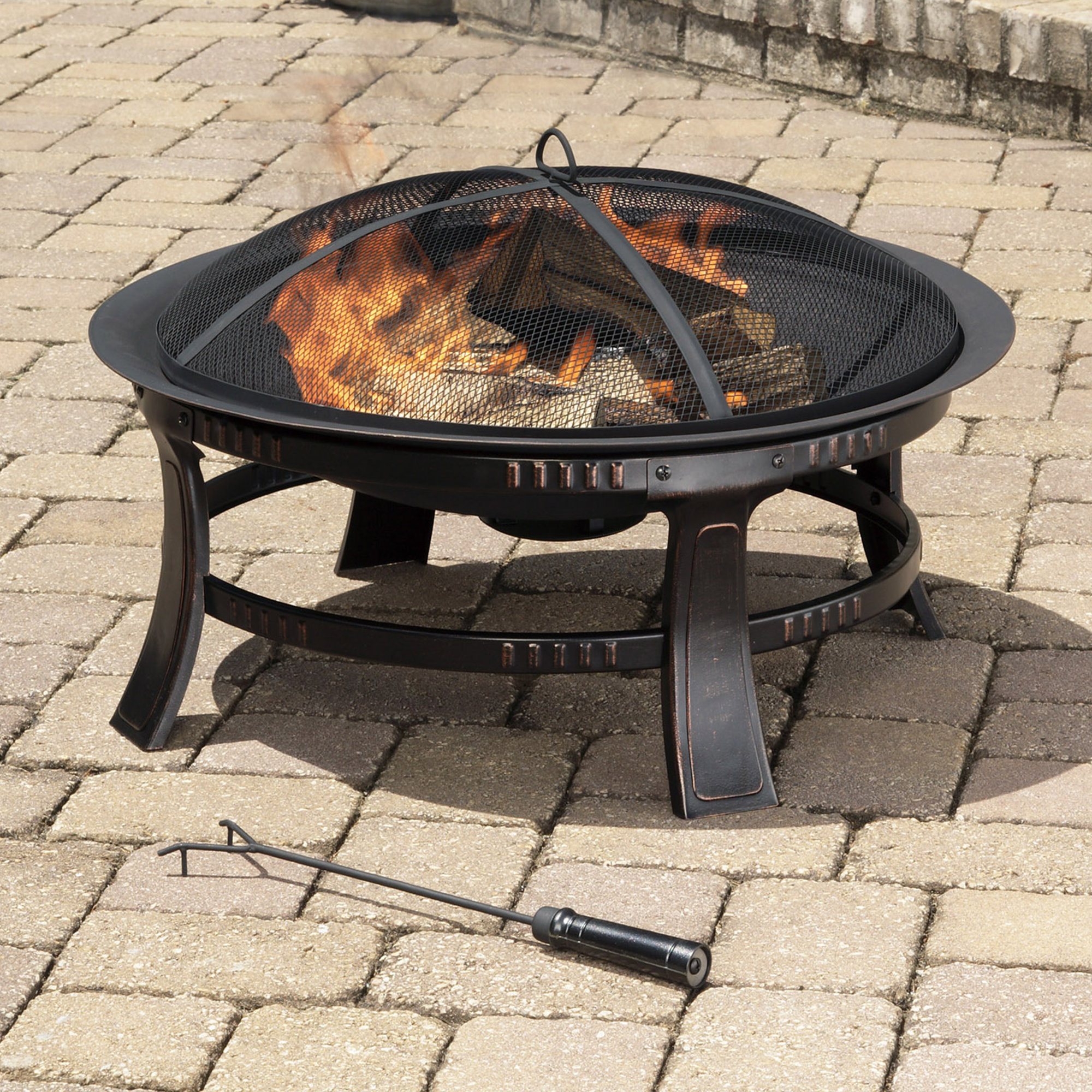 Pleasant Hearth Brant Wood Burning Circular Fire Pit in Rubbed Bronze