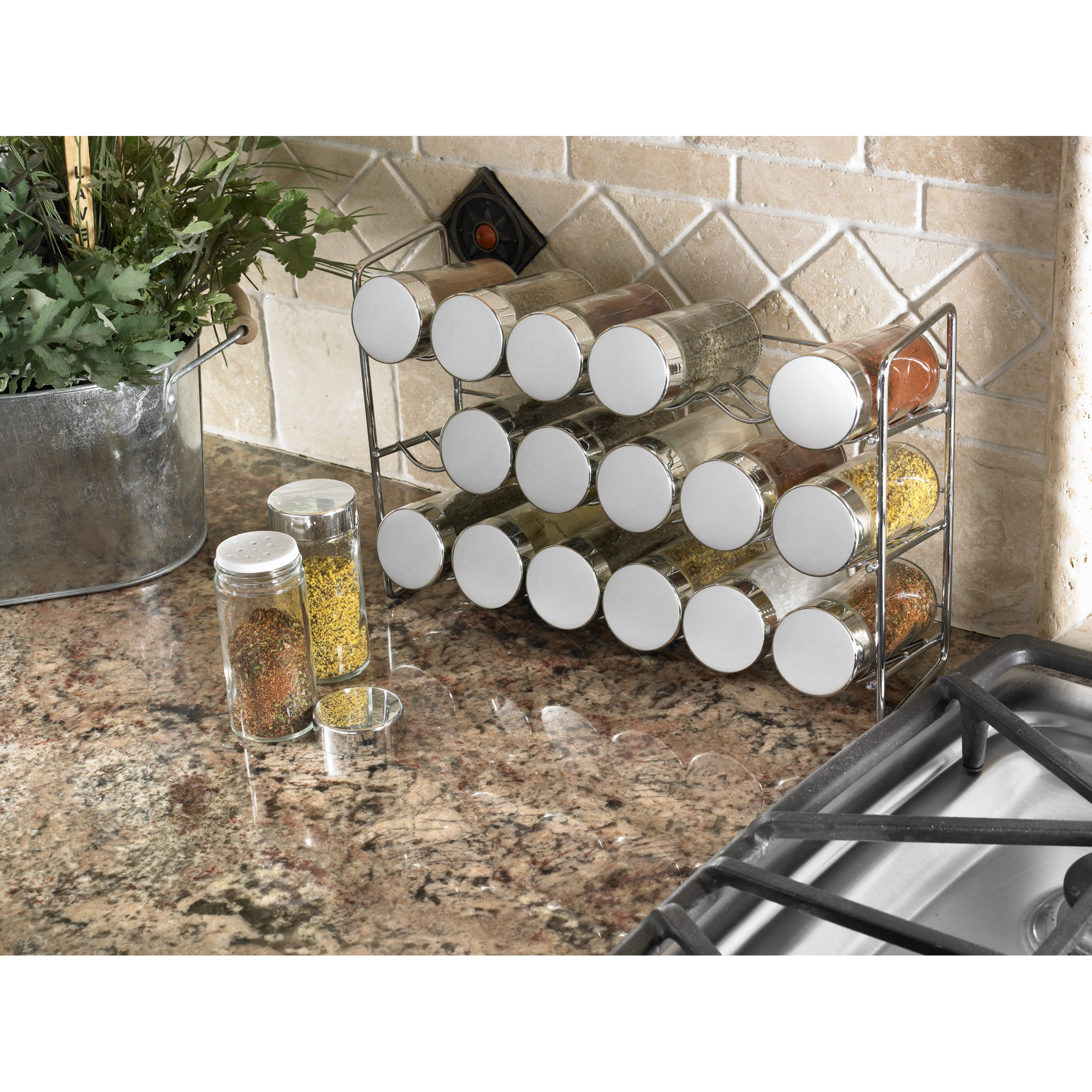 Polder Products LLC Compact 18 Jar Spice Jar & Rack Set & Reviews Wayfair