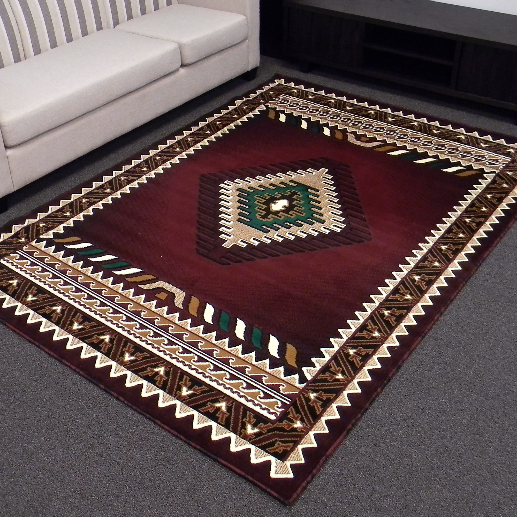 DonnieAnn Company Kingdom Burgundy Southwest Native American Area Rug