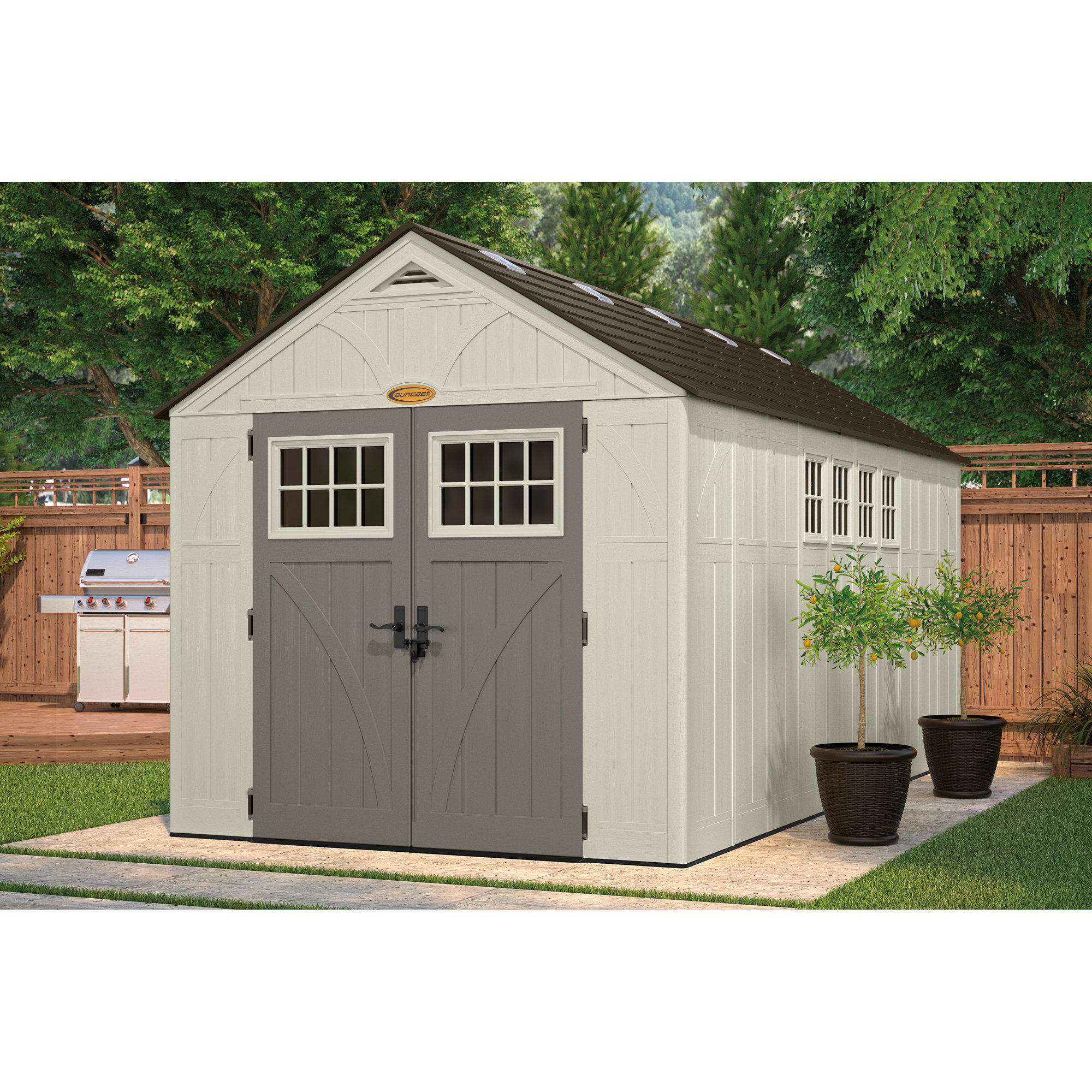 Suncast Tremont 8 ft. W x 16 ft. D Plastic Storage Shed ...