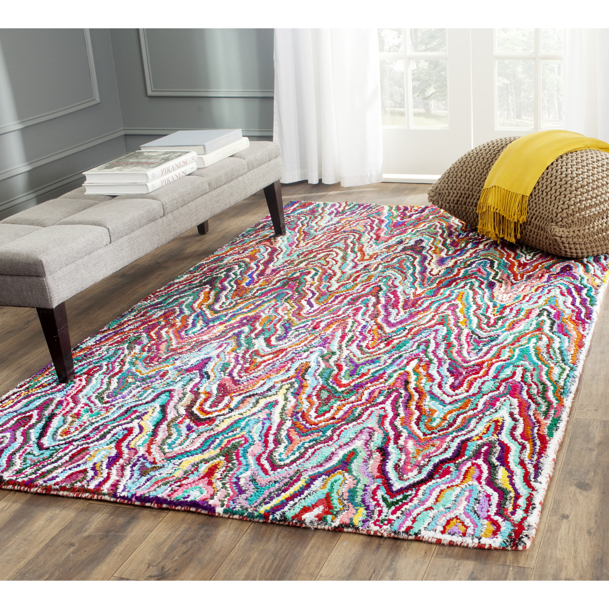 Safavieh Nantucket HandTufted Blue/Pink/Orange Area Rug & Reviews