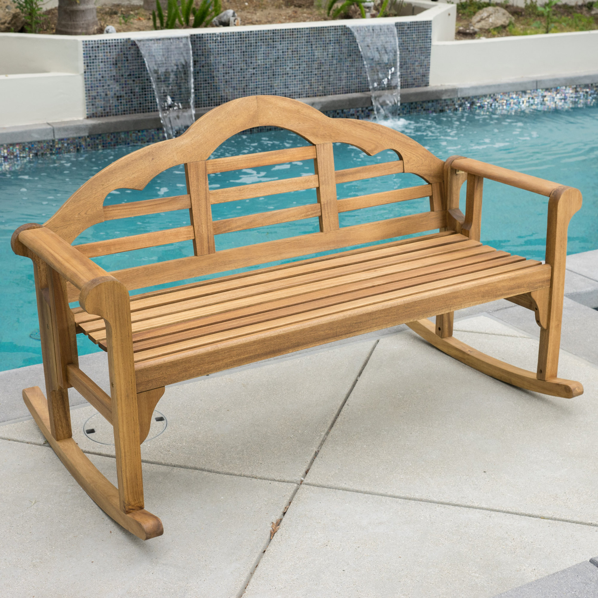 August Grove Newington Acacia Rocking Bench & Reviews Wayfair