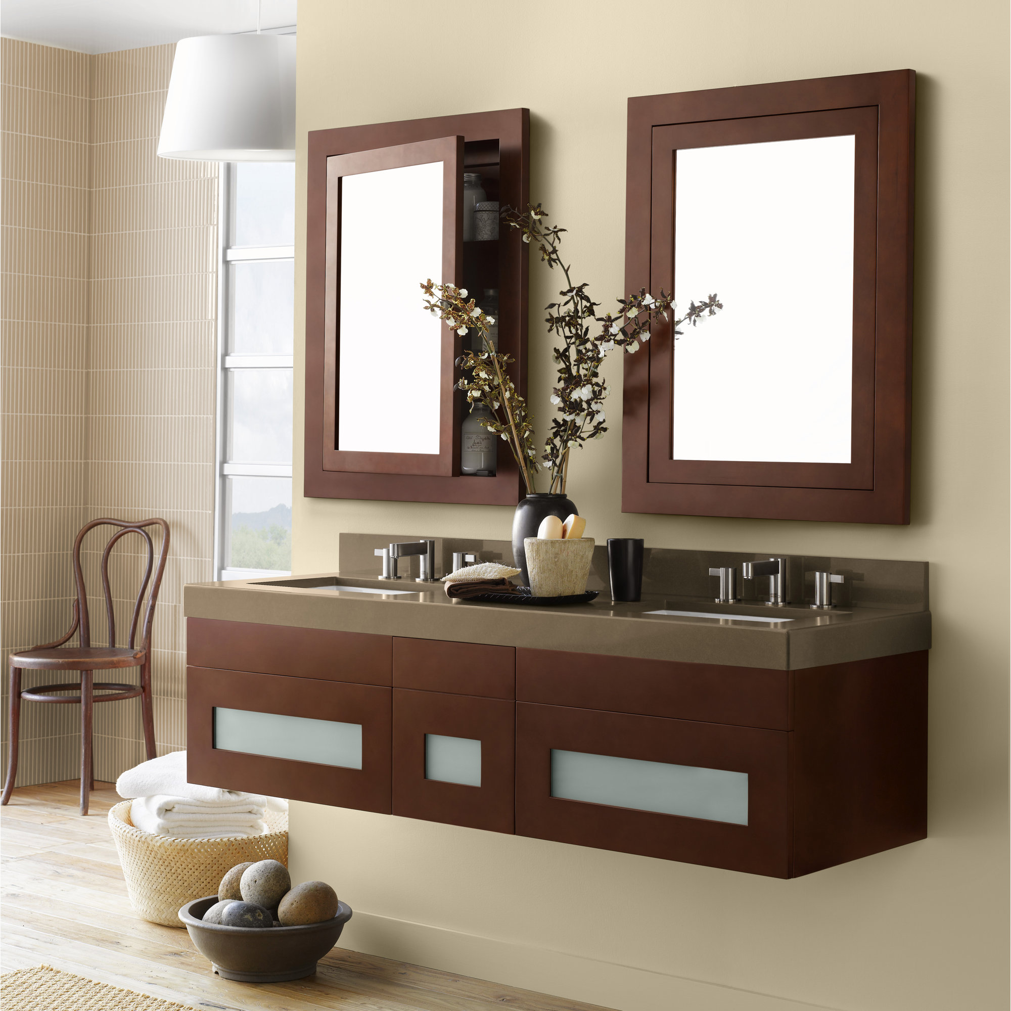Ronbow Rebecca 58" Double Wall Mount Bathroom Vanity Set ...