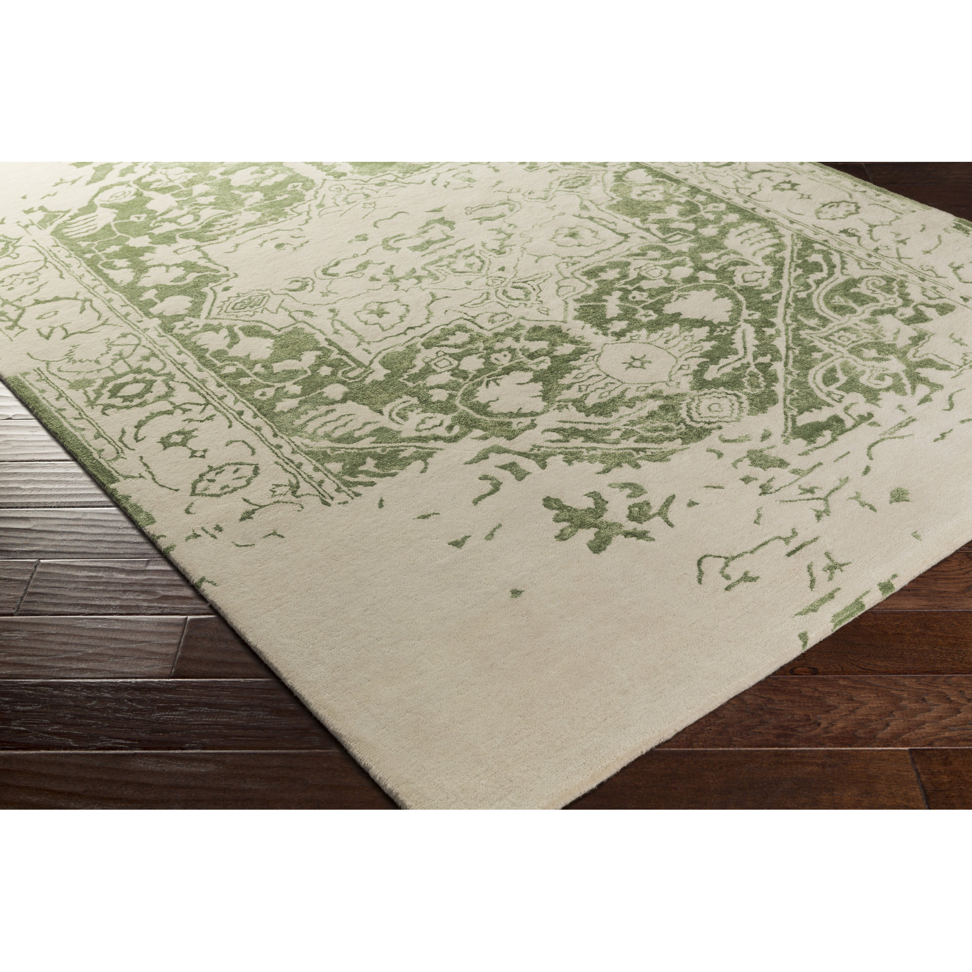 Darby Home Co Bourbonnais Hand Tufted Green/Gray Area Rug Wayfair