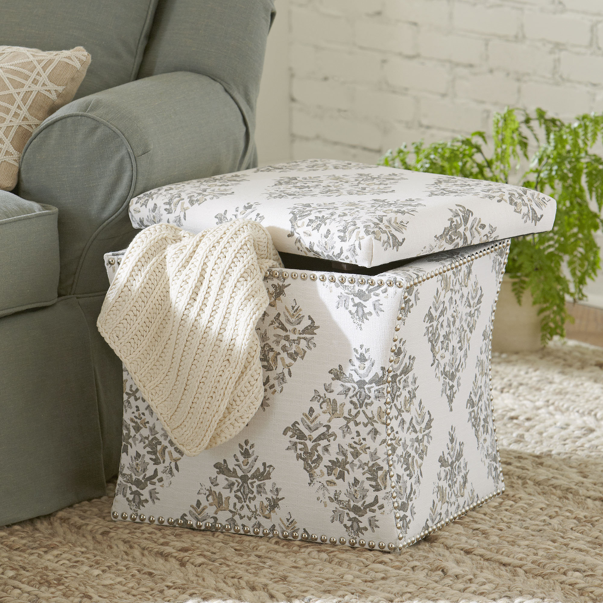Page Nailhead Trim Storage Ottoman & Reviews Birch Lane