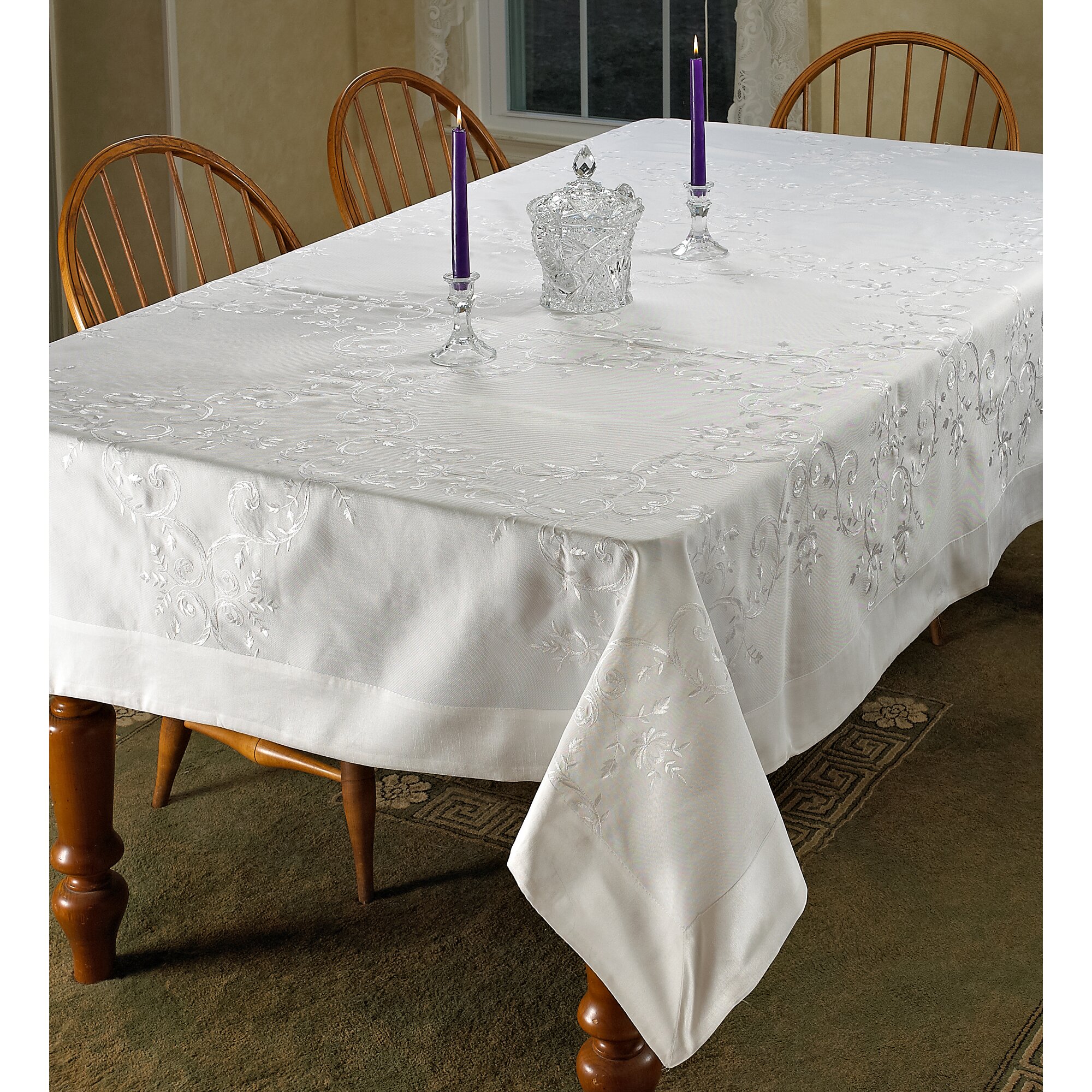 Violet Linen Lisbon Embroidered Vintage Tablecloth & Reviews | Wayfair