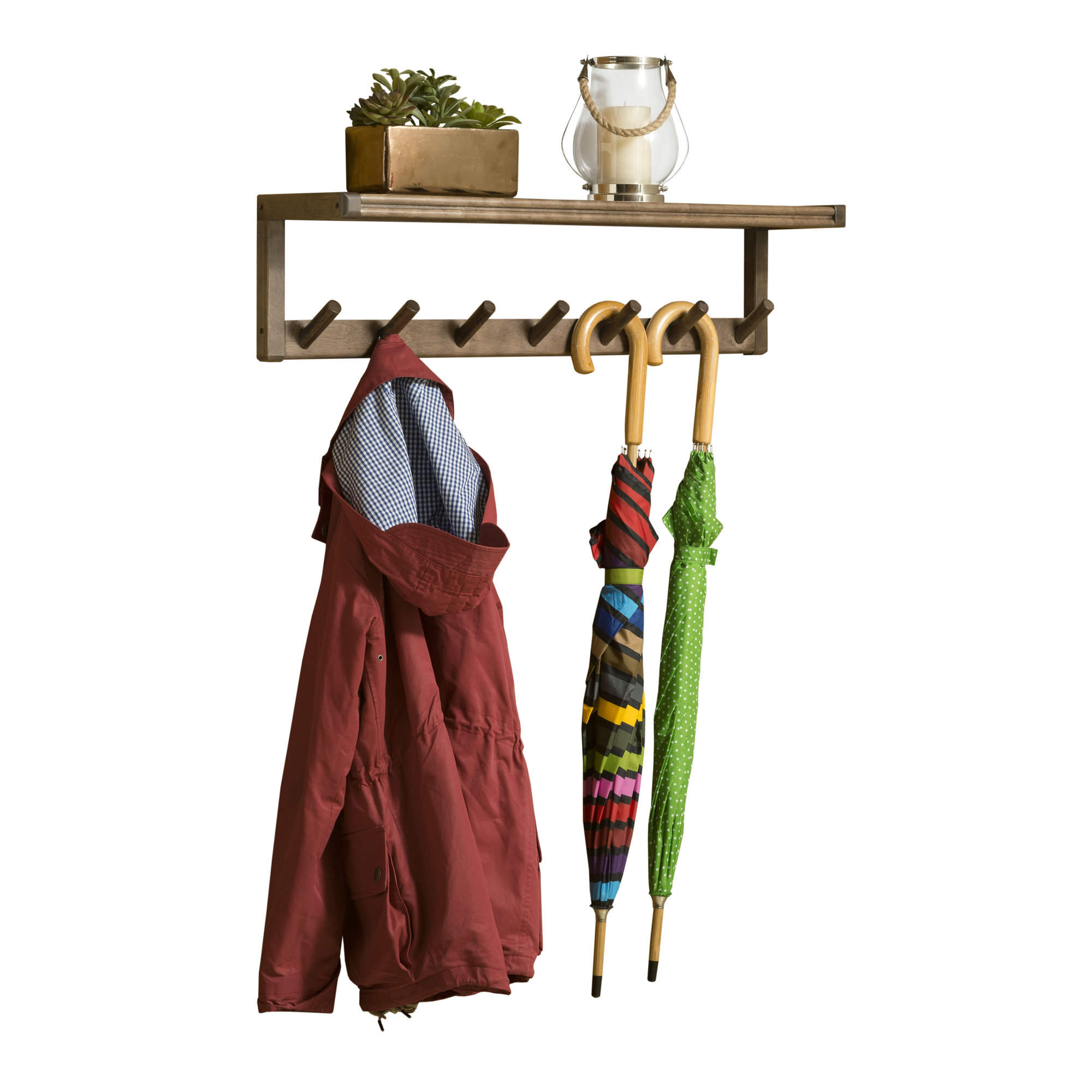 Beaumont Solid Birch Wood Large Peg Rack with Shelf & Reviews Birch Lane