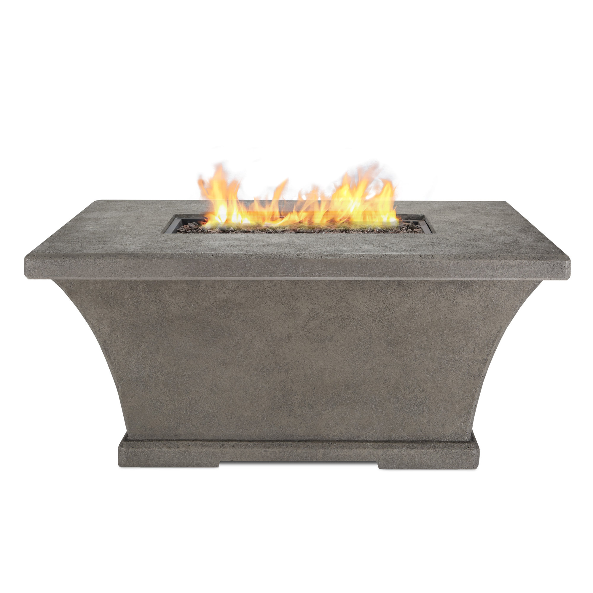 grey rectangle fire pit table