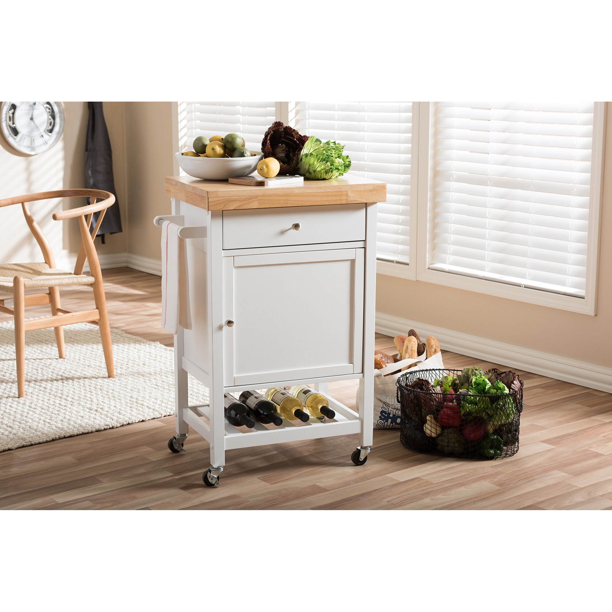 Wholesale Interiors Baxton Studio Kitchen Cart With Wood Top Reviews   Baxton Studio Kitchen Cart With Wood Top 