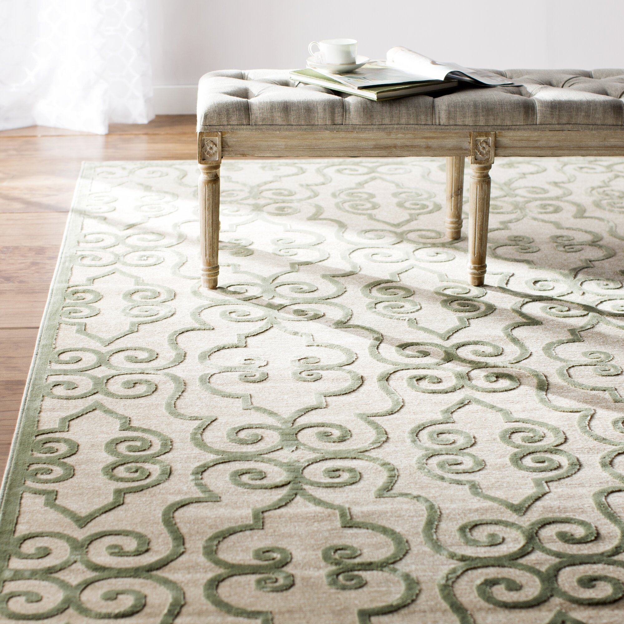 Lark Manor Robicheaux Cream/Light Green Area Rug & Reviews Wayfair