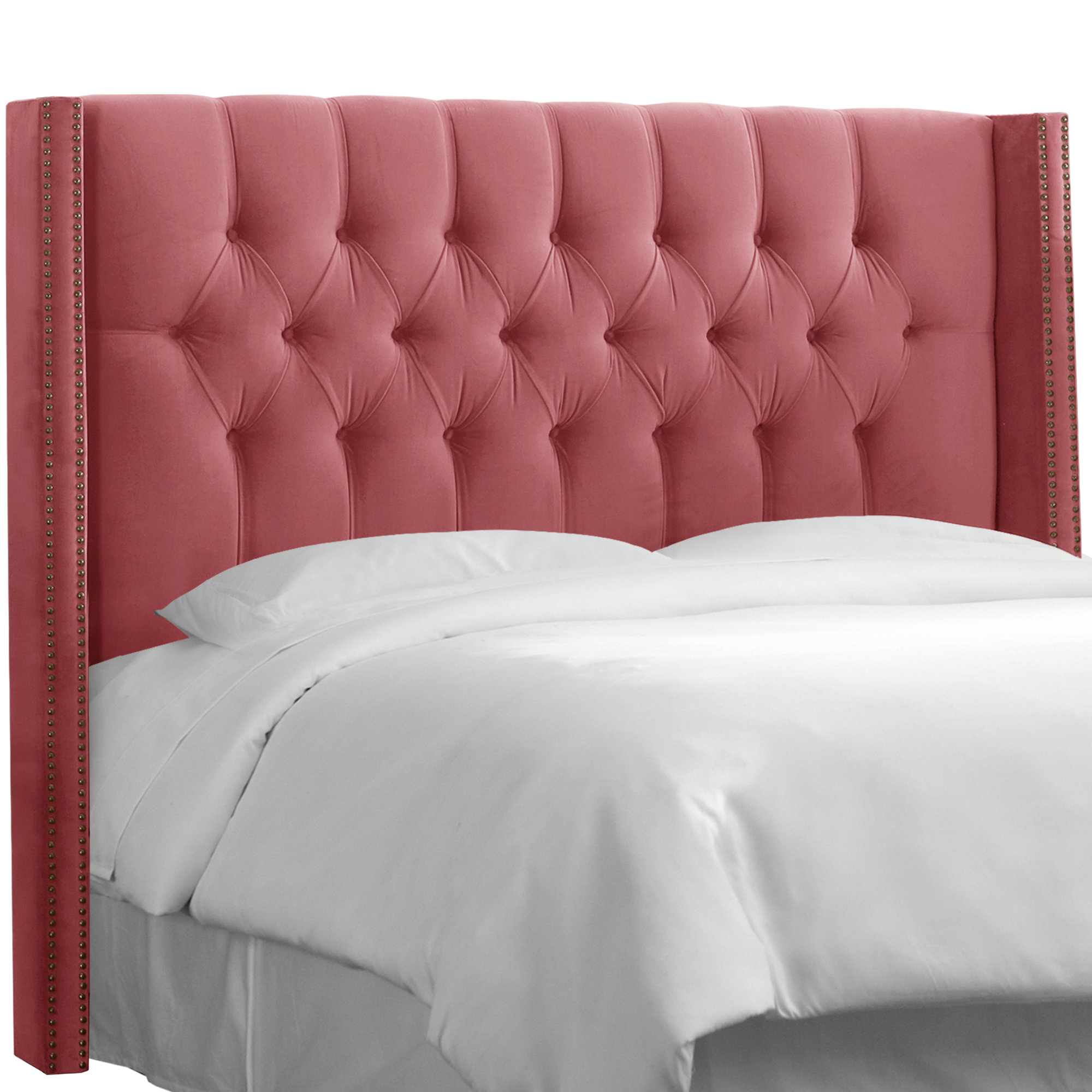 House of Hampton Diamond Tufted Upholstered Wingback Headboard