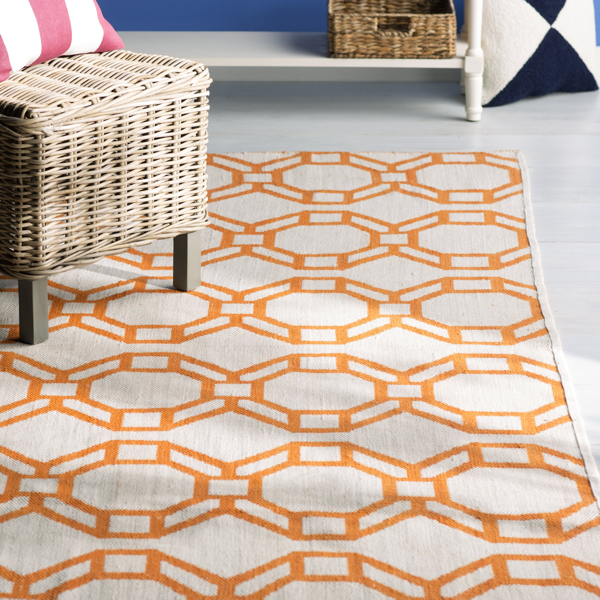 Breakwater Bay Needham Cream/Orange Indoor/Outdoor Area Rug Wayfair