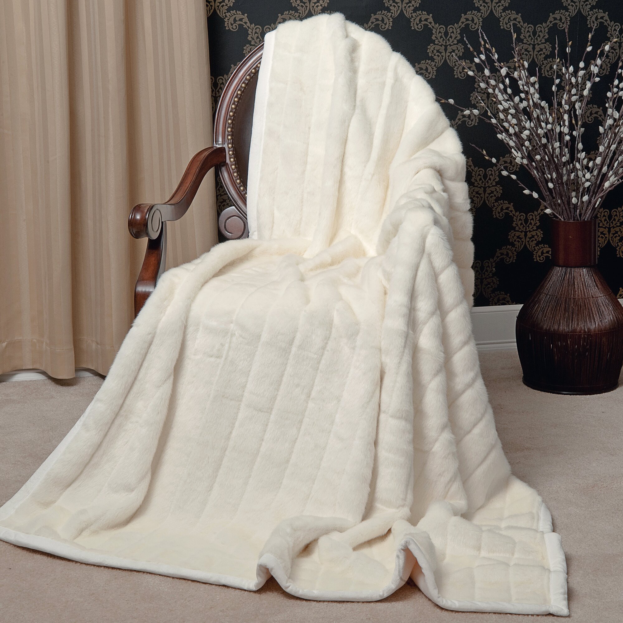 Best Home Fashion, Inc. Faux Fur Lounge Throw Blanket & Reviews