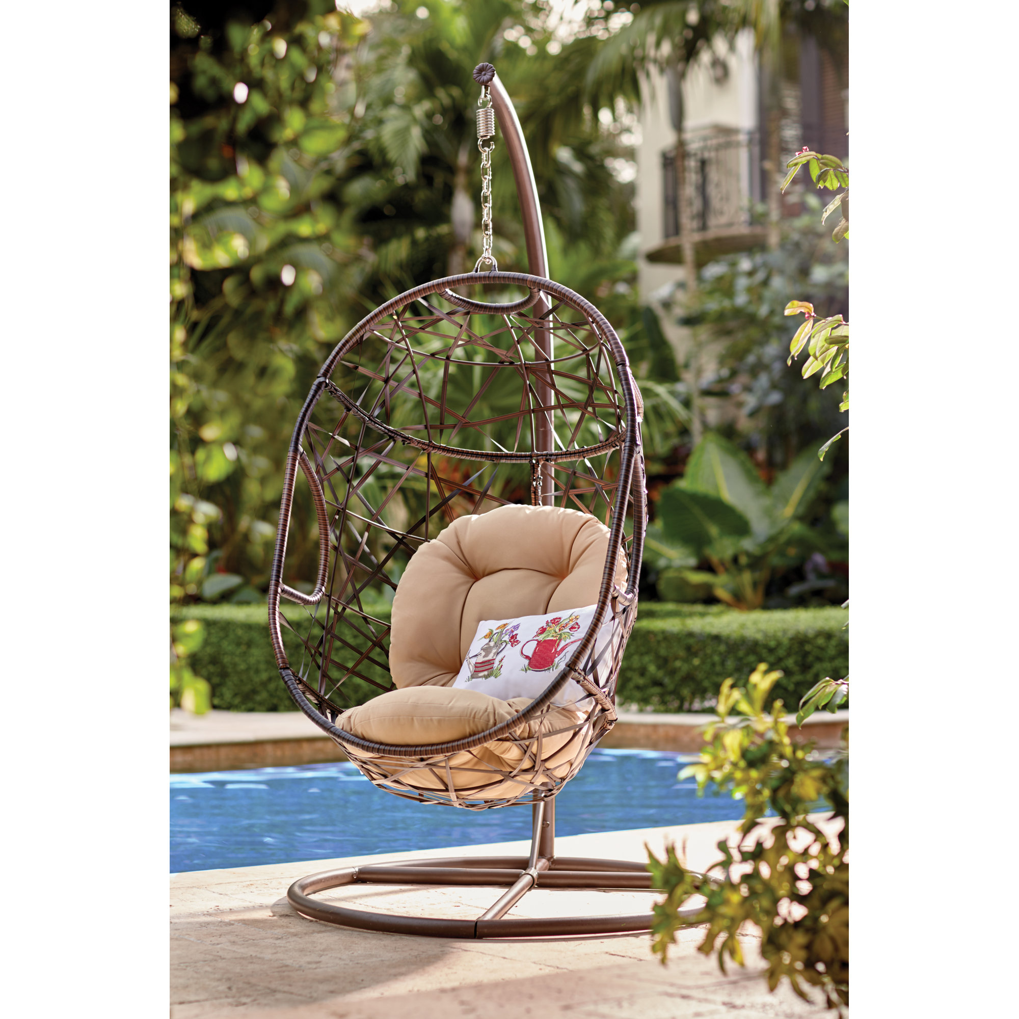 Bay Isle Home Duncombe Egg Shaped Outdoor Swing Chair With Stand Duncombe Egg Shaped Outdoor Swing Chair With Stand