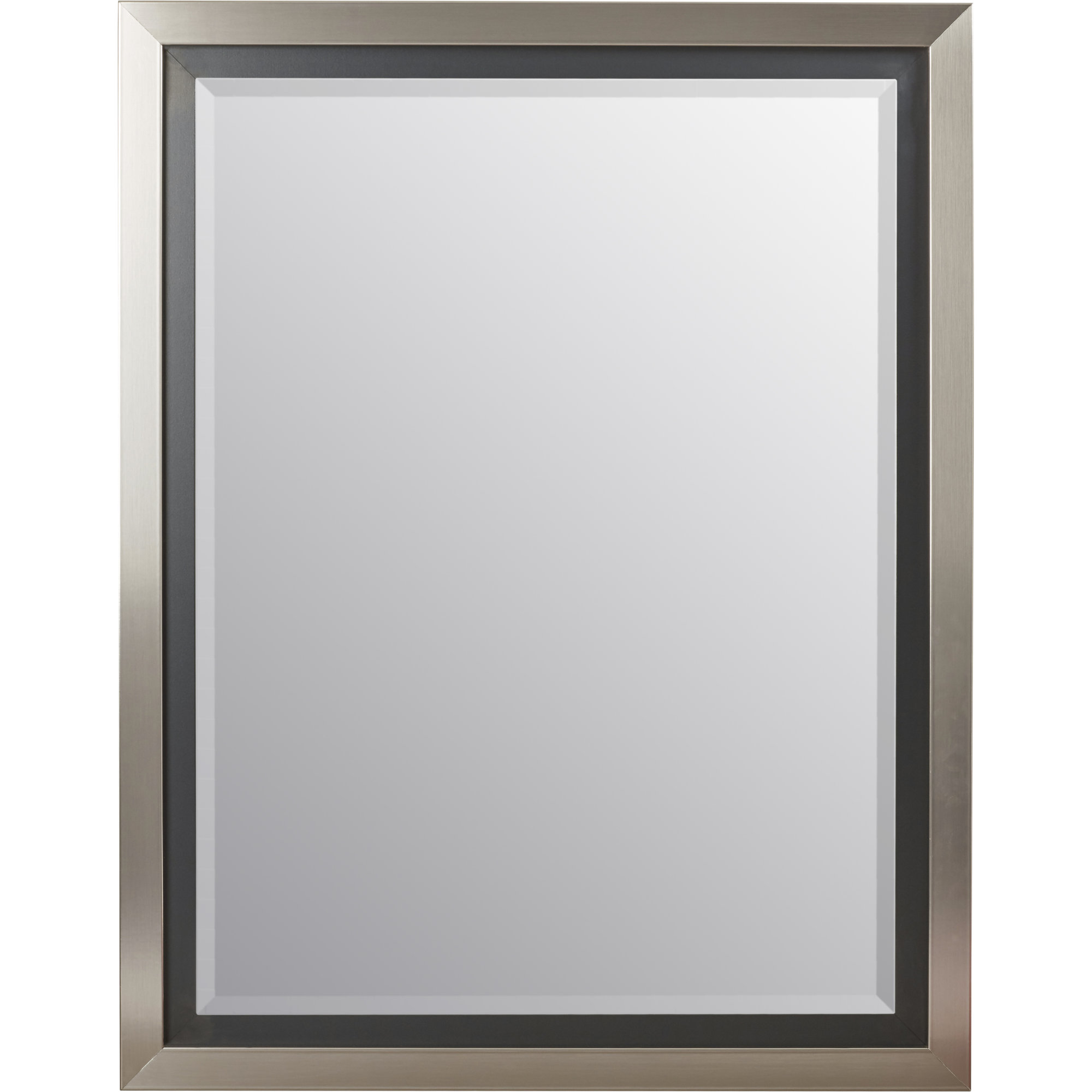 Wade Logan Brushed Nickel Silver and Satin Black Wide Flat Wall Mirror
