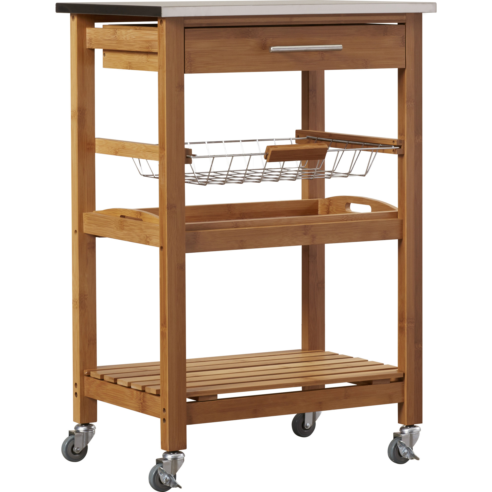 Charlton Home Arbor Oaks Kitchen Cart with Stainless Steel ...