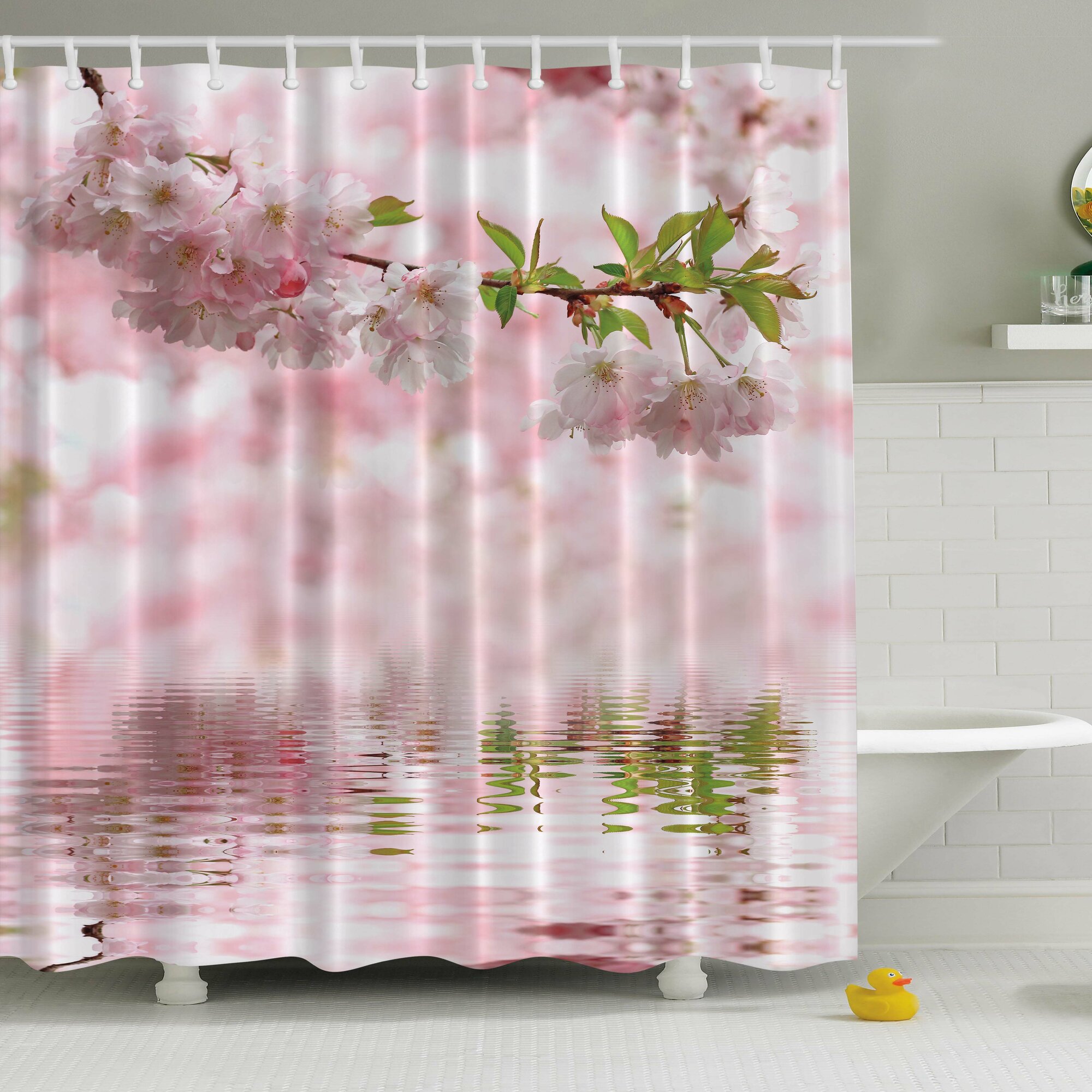 Ambesonne Cherry Blooms Print Shower Curtain & Reviews | Wayfair