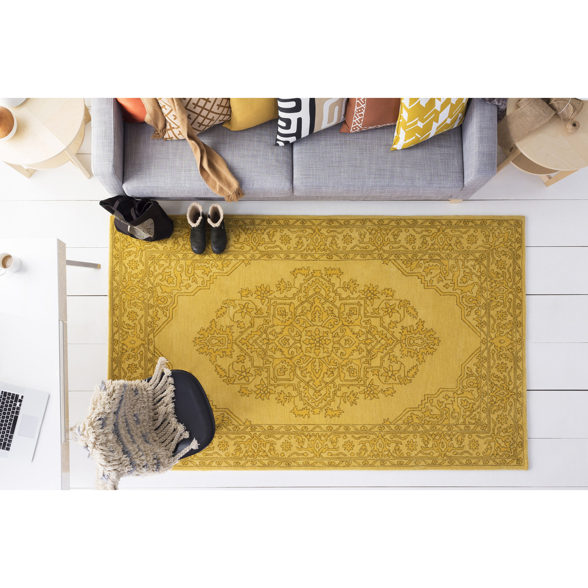 Madelyn Yellow Oriental Wool HandTufted Area Rug & Reviews Joss & Main