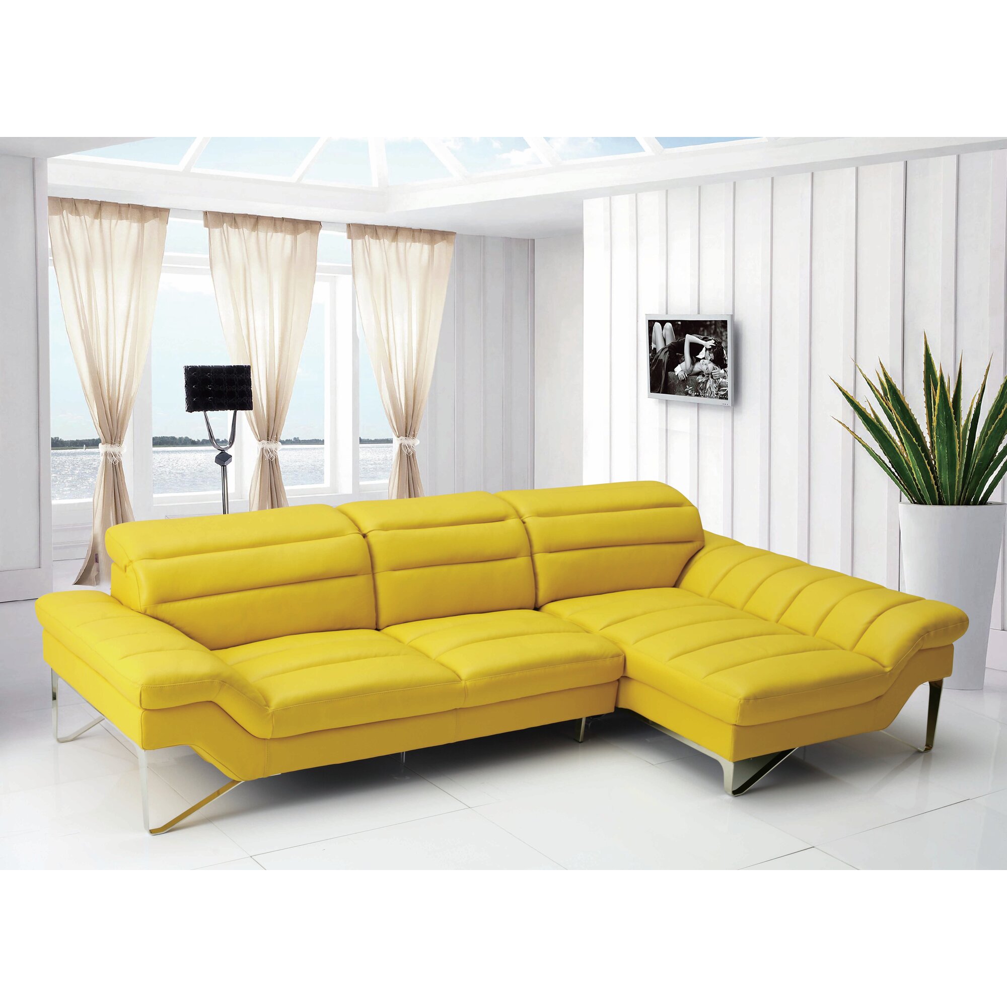 Leather Sofa Yellow