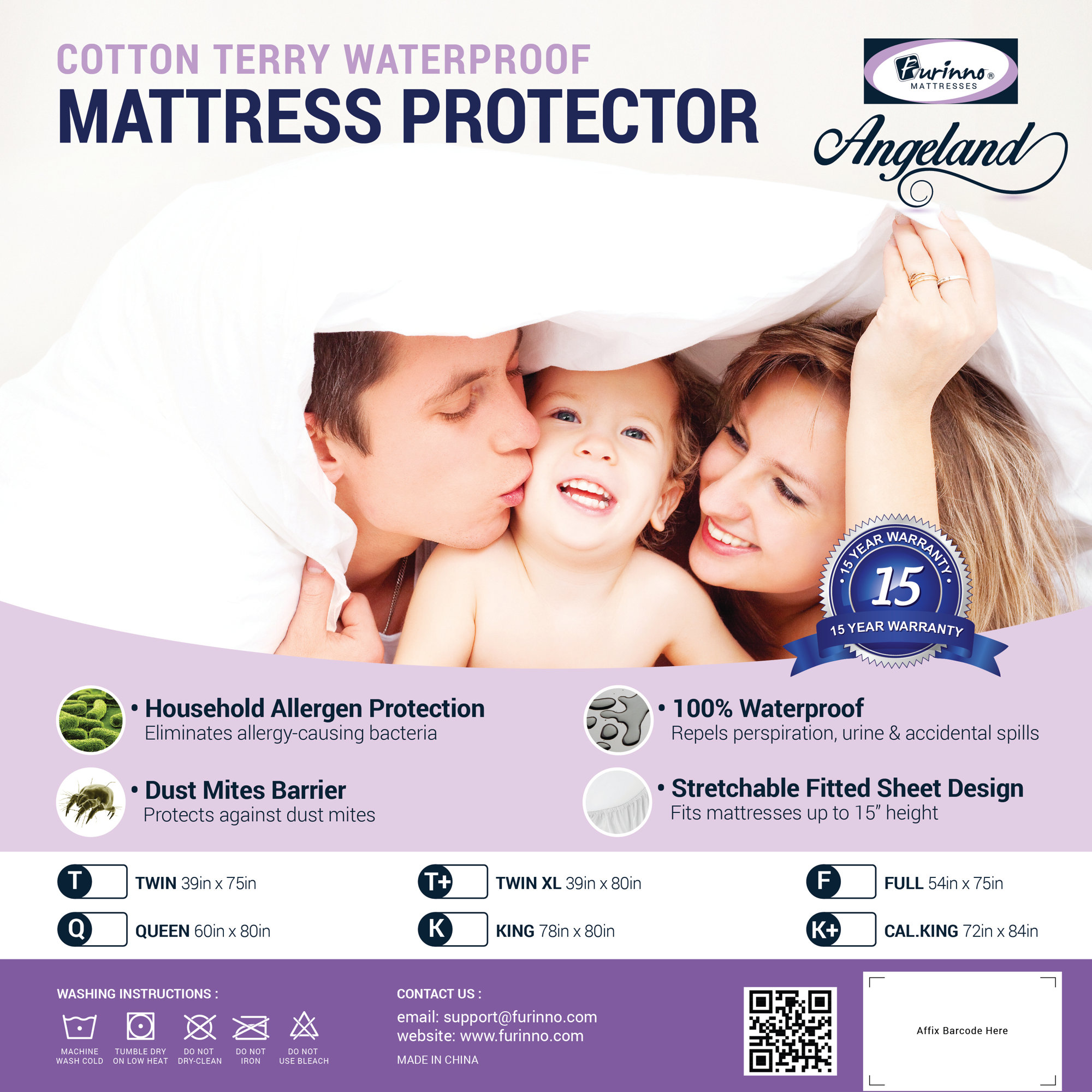 Furinno Angeland Terry Cloth Hypoallergenic Waterproof Mattress