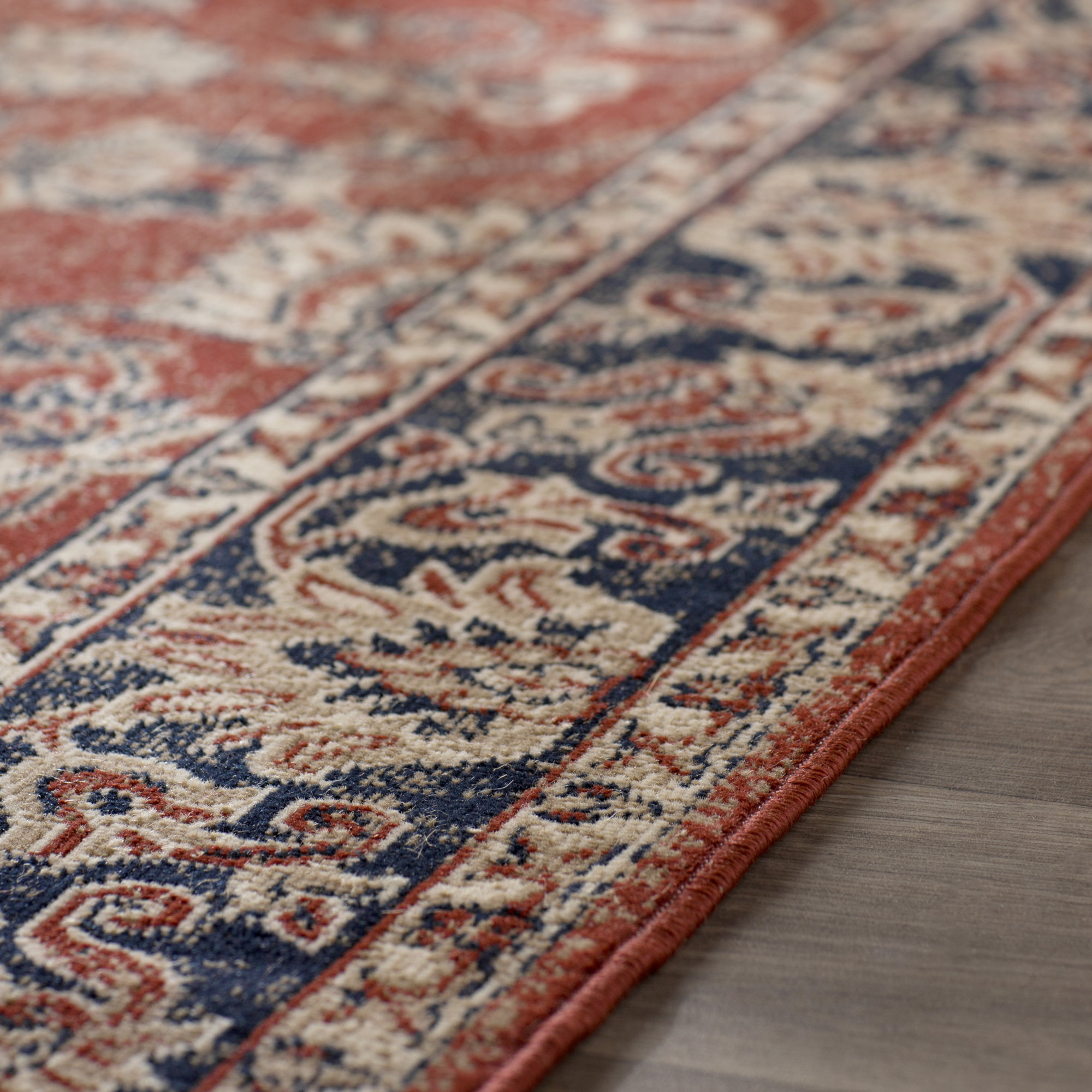 Three Posts Bloomfield Rust/Navy Area Rug & Reviews Wayfair