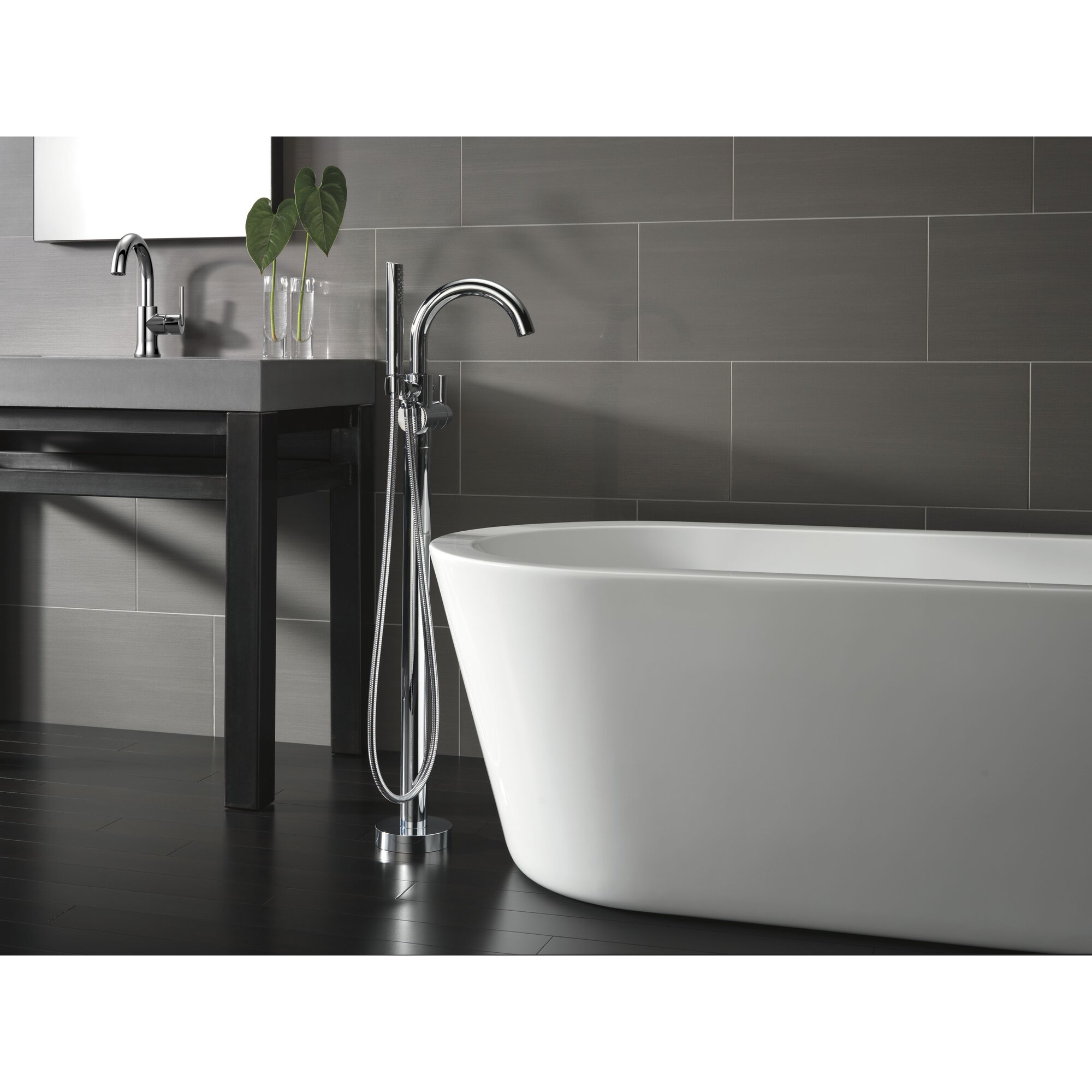Trinsic%C2%AE Bathroom Single Handle Floor Mount Tub Filler With Hand Shower 