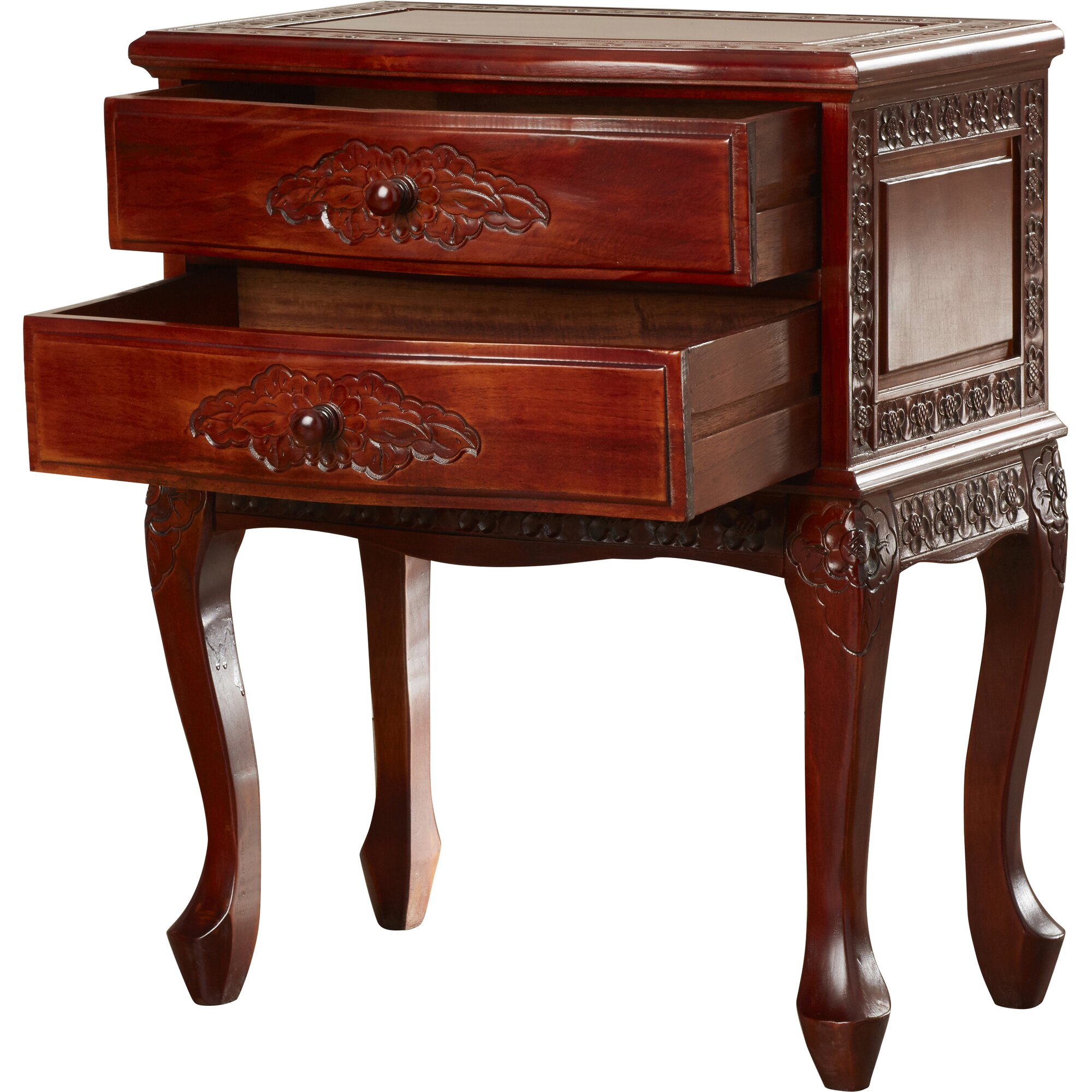 Carved Wood 2 Drawer Nightstand &amp; Reviews Birch Lane