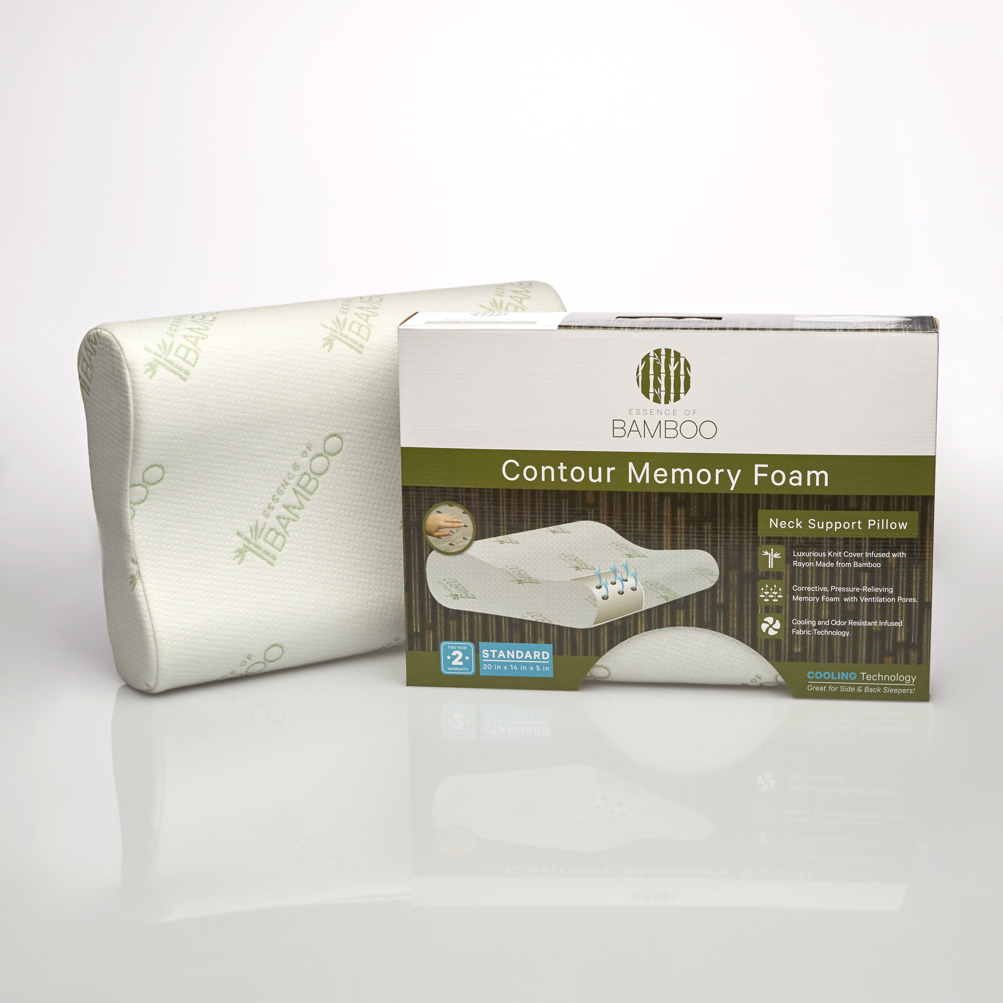 Pegasus Home Fashions Essence of Bamboo Memory Foam Contour Pillow
