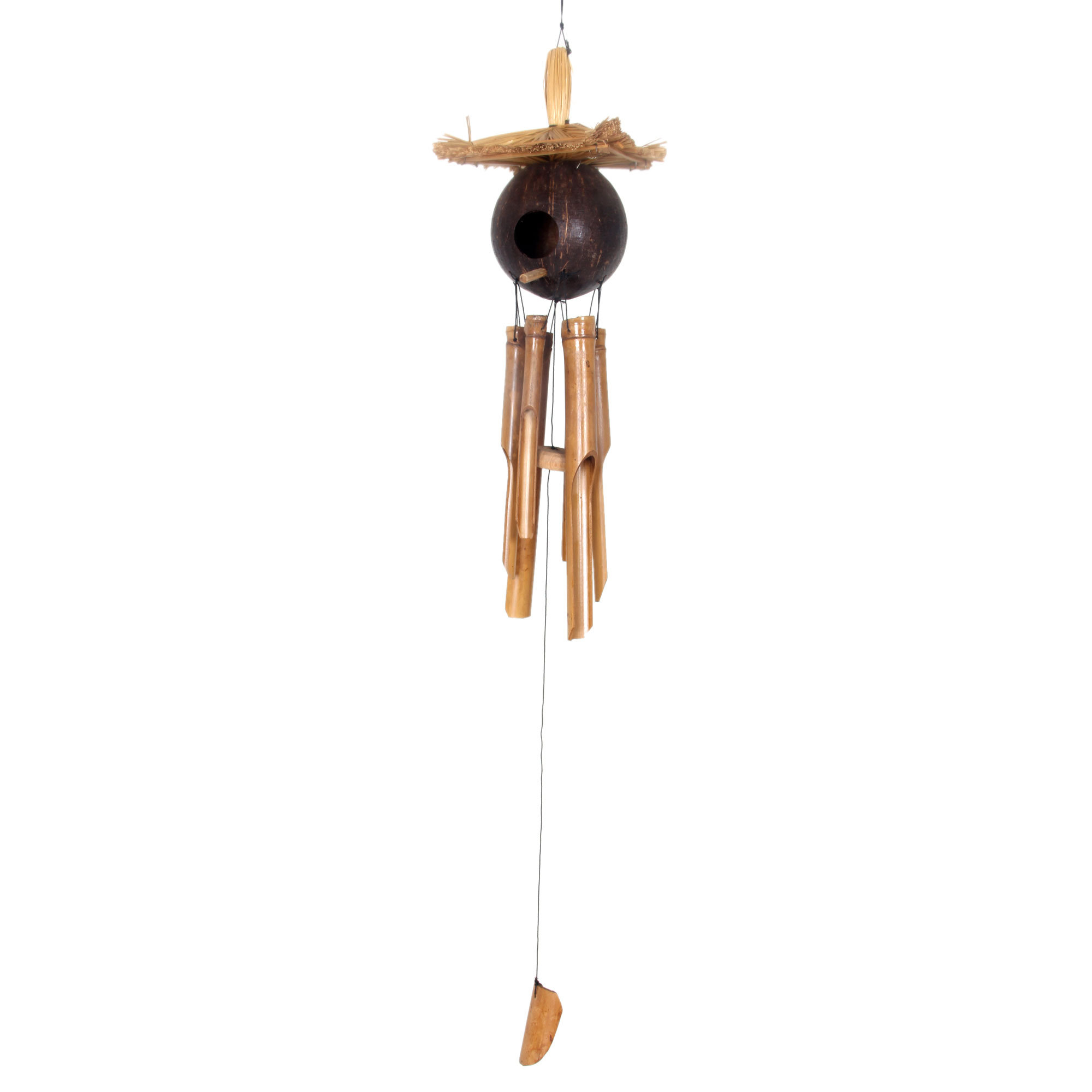 Novica Bamboo Adorned With A Coconut Shell Hut Wind Chime Wayfair Bamboo Adorned With A Coconut Shell Hut Wind Chime