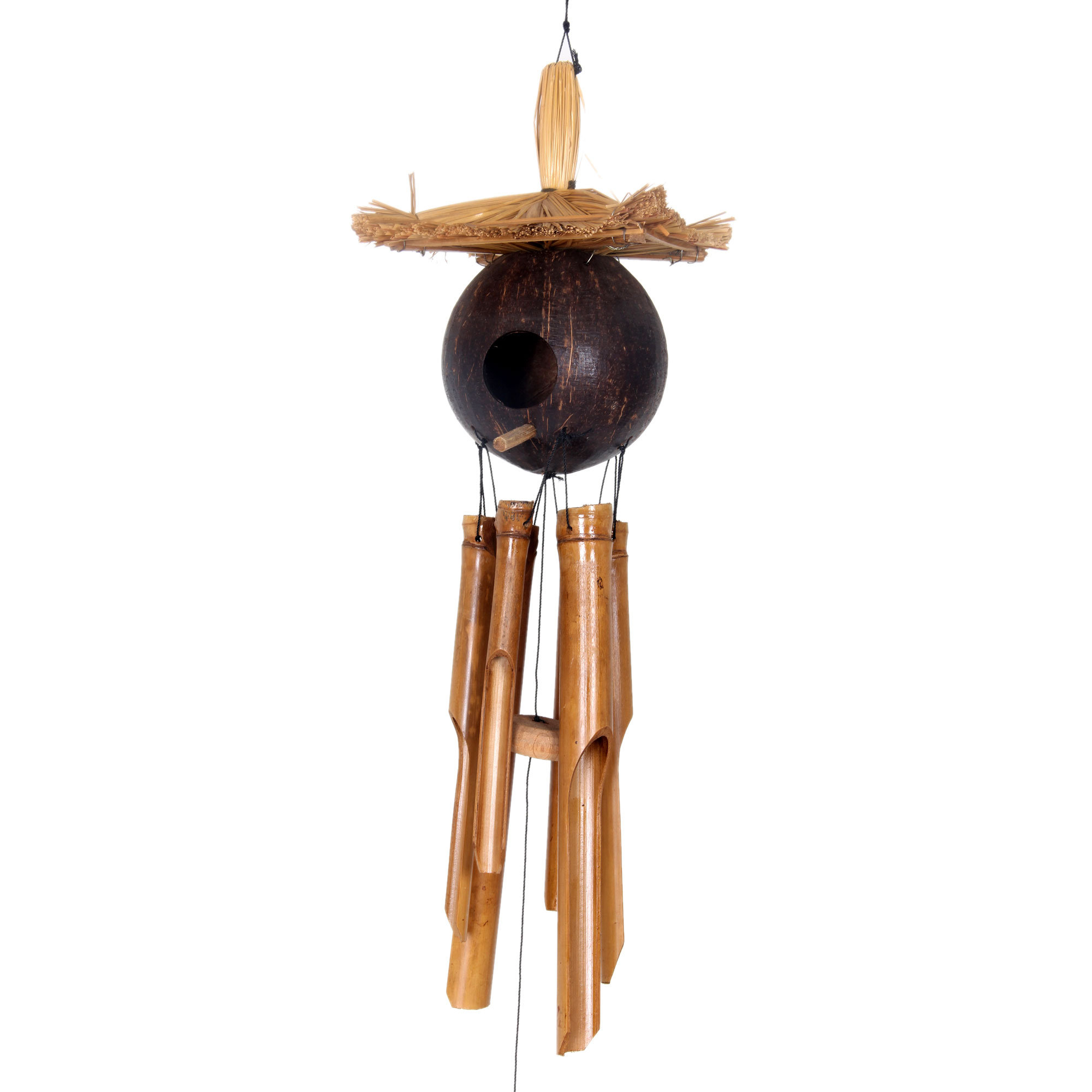 Novica Bamboo Adorned With A Coconut Shell Hut Wind Chime Wayfair Bamboo Adorned With A Coconut Shell Hut Wind Chime