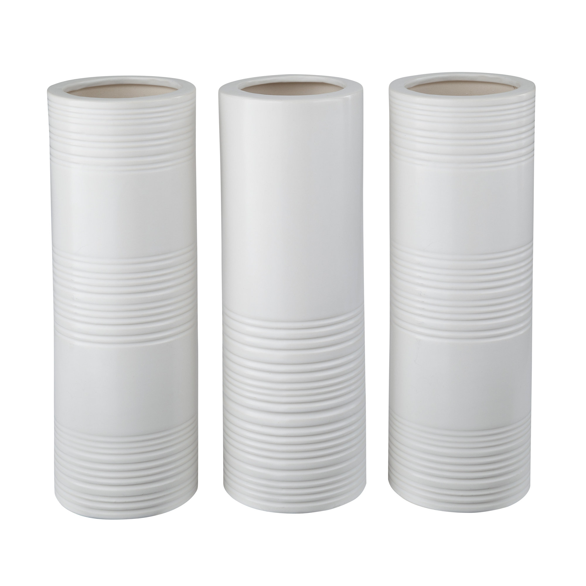 Cylinder White Ceramic Vase & Reviews AllModern