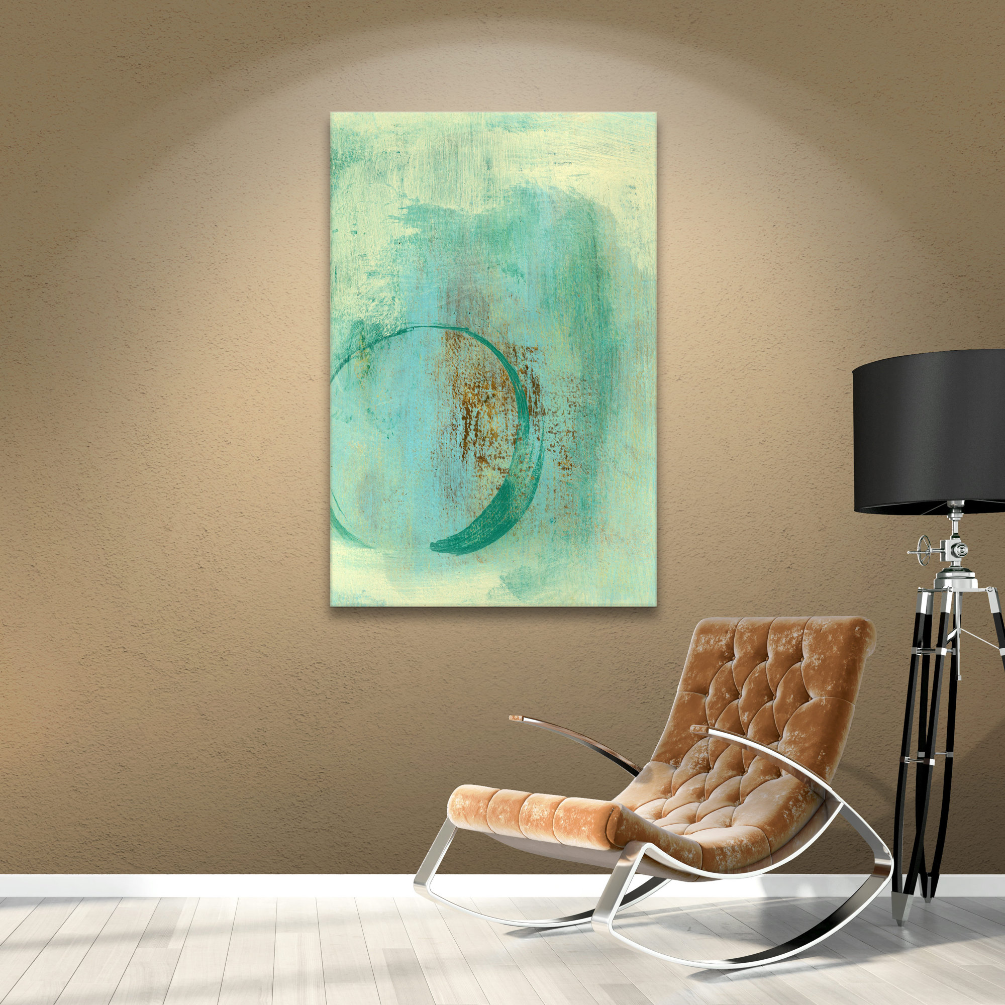 Mercury Row Teal Enso Painting Print on Wrapped Canvas & Reviews Wayfair