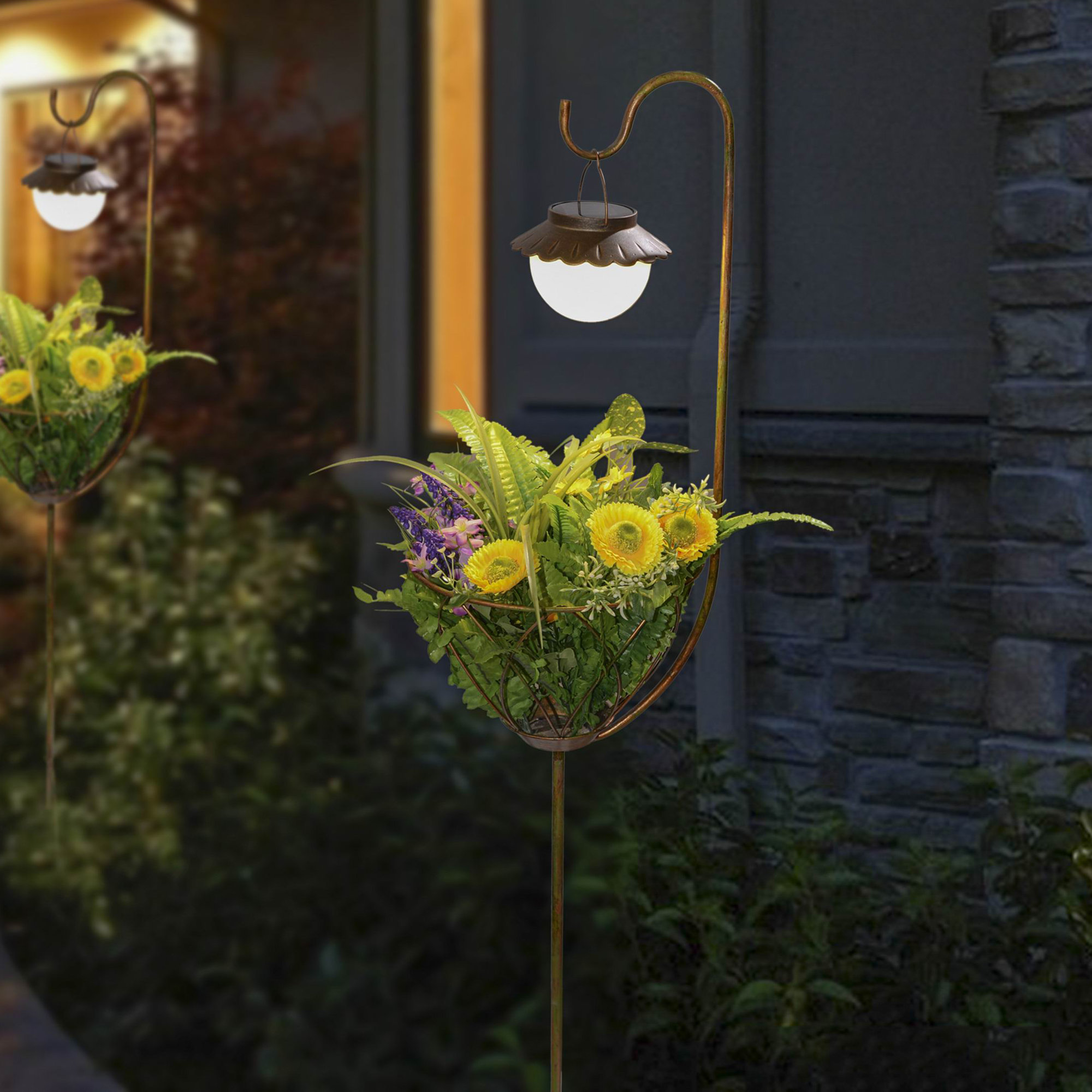 WinsomeHouse Pedestal Plant Stand with Solar Light Wayfair.ca