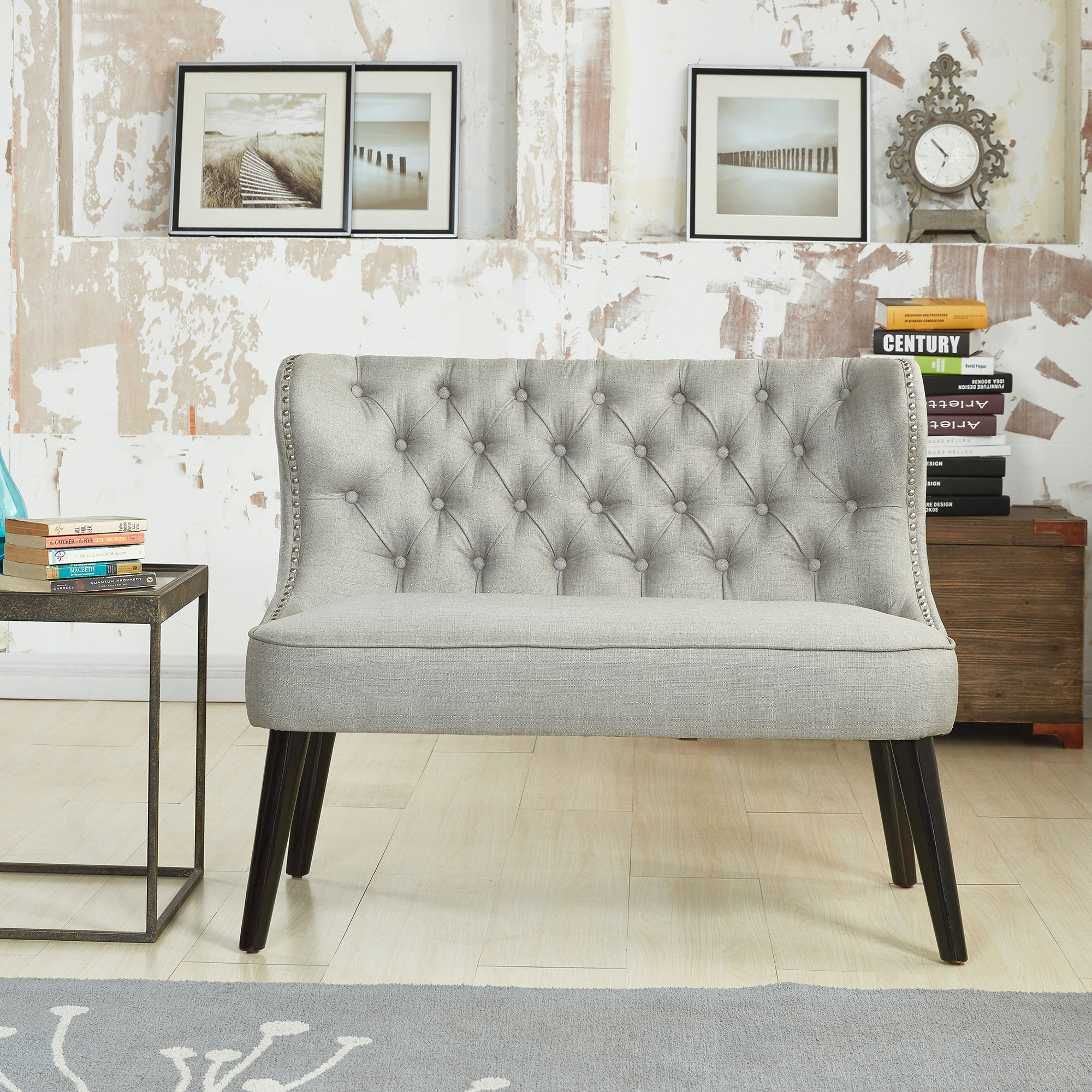 Doring Tufted Wing Back Settee Bedroom Bench & Reviews | Birch Lane Doring Tufted Wing Back Settee Bedroom Bench & Reviews | Birch Lane