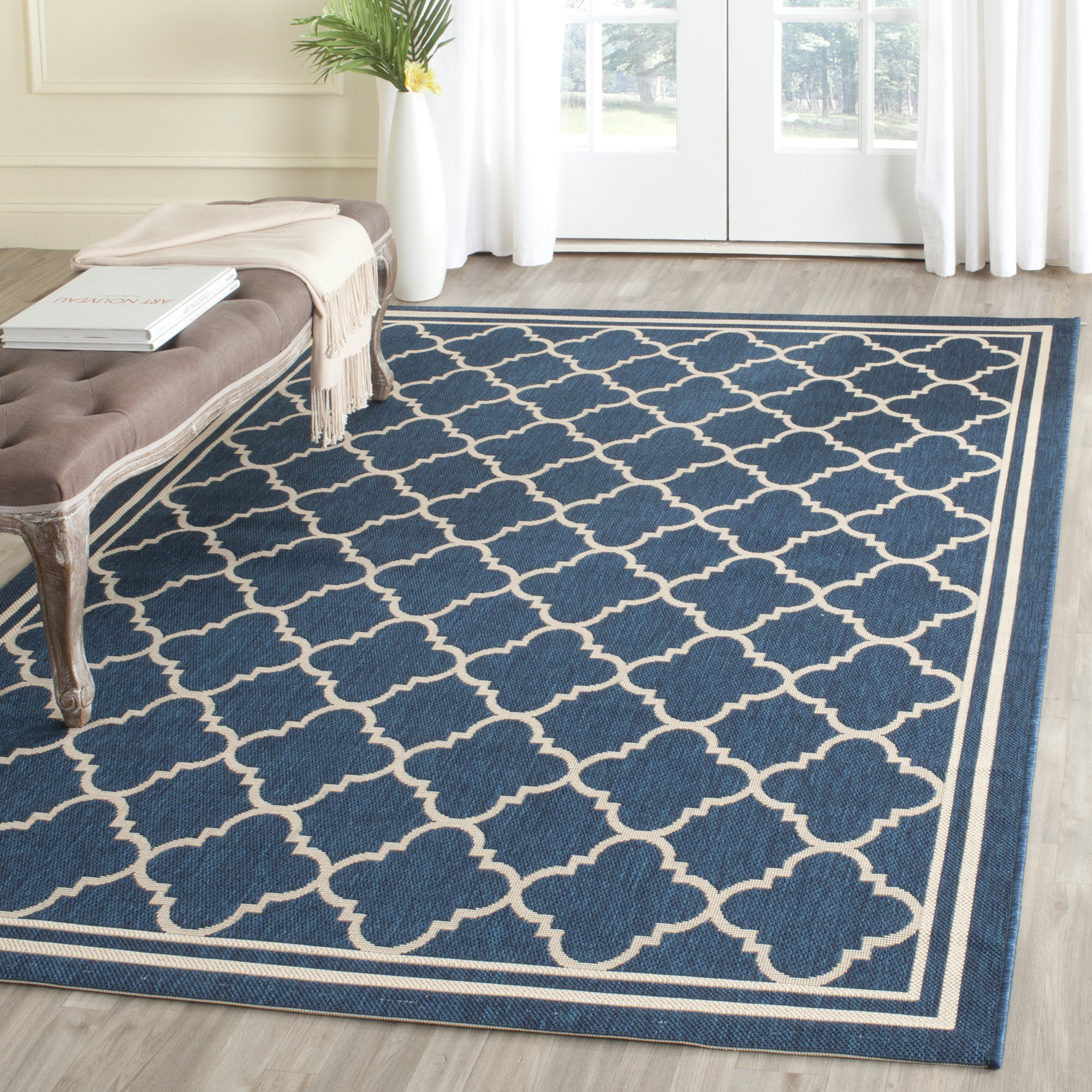 Charlton Home Octavius Navy/Beige Outdoor Area Rug & Reviews Wayfair.ca