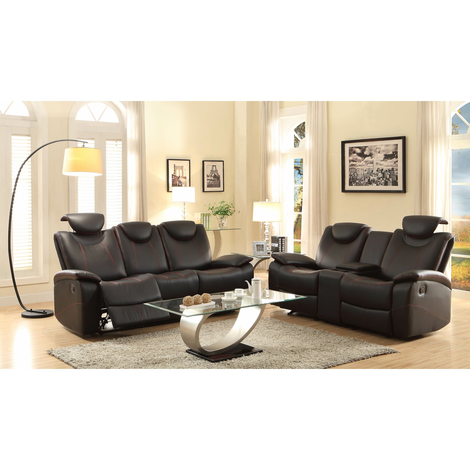 Eric Double Reclining Sofa Console Loveseat