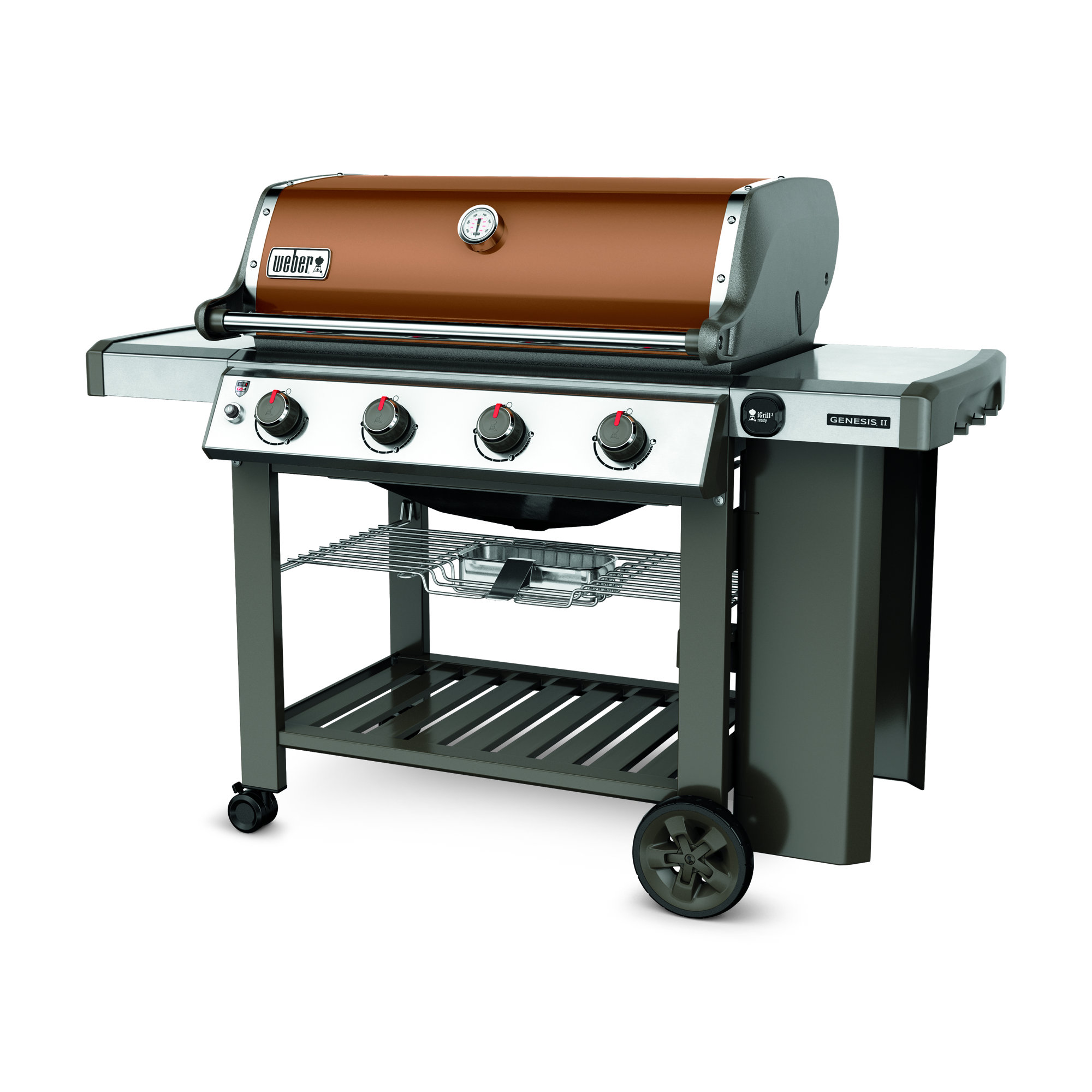 er Genesis II E410 4Burner Propane Gas Grill with Side Shelves