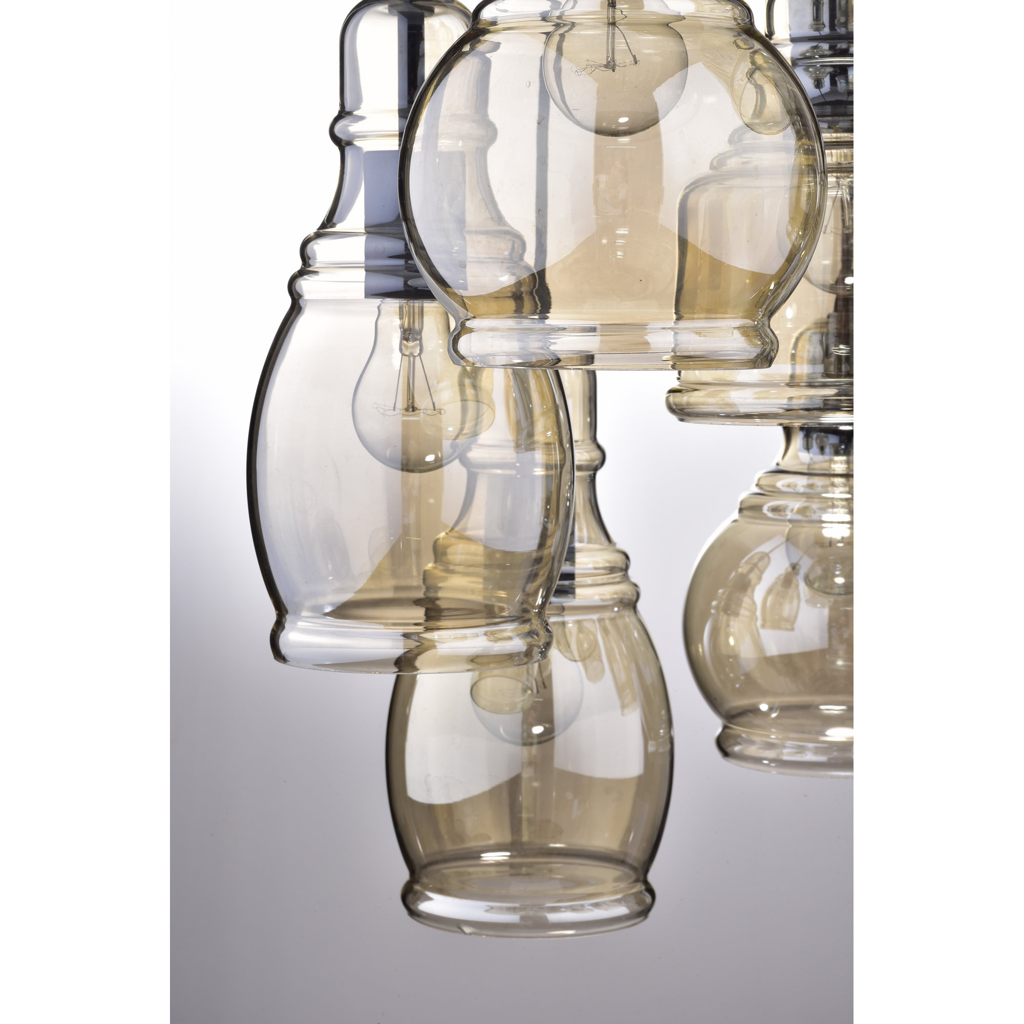 JoJoSpring Mariana Cognac Glass Cluster 8Light Cascade Pendant