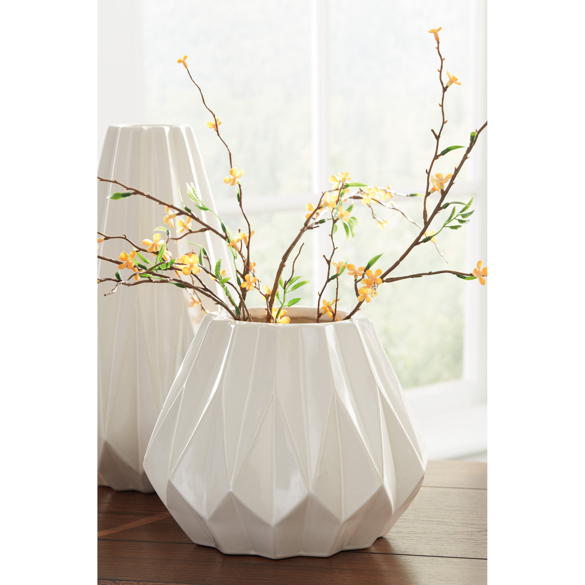 Cylinder White Table Vase & Reviews Birch Lane