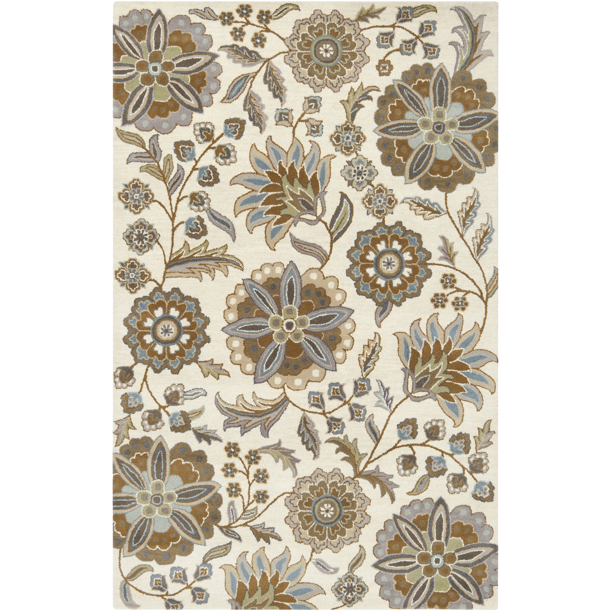 Herman Brown & Tan Floral Wool HandTufted Area Rug & Reviews Joss & Main