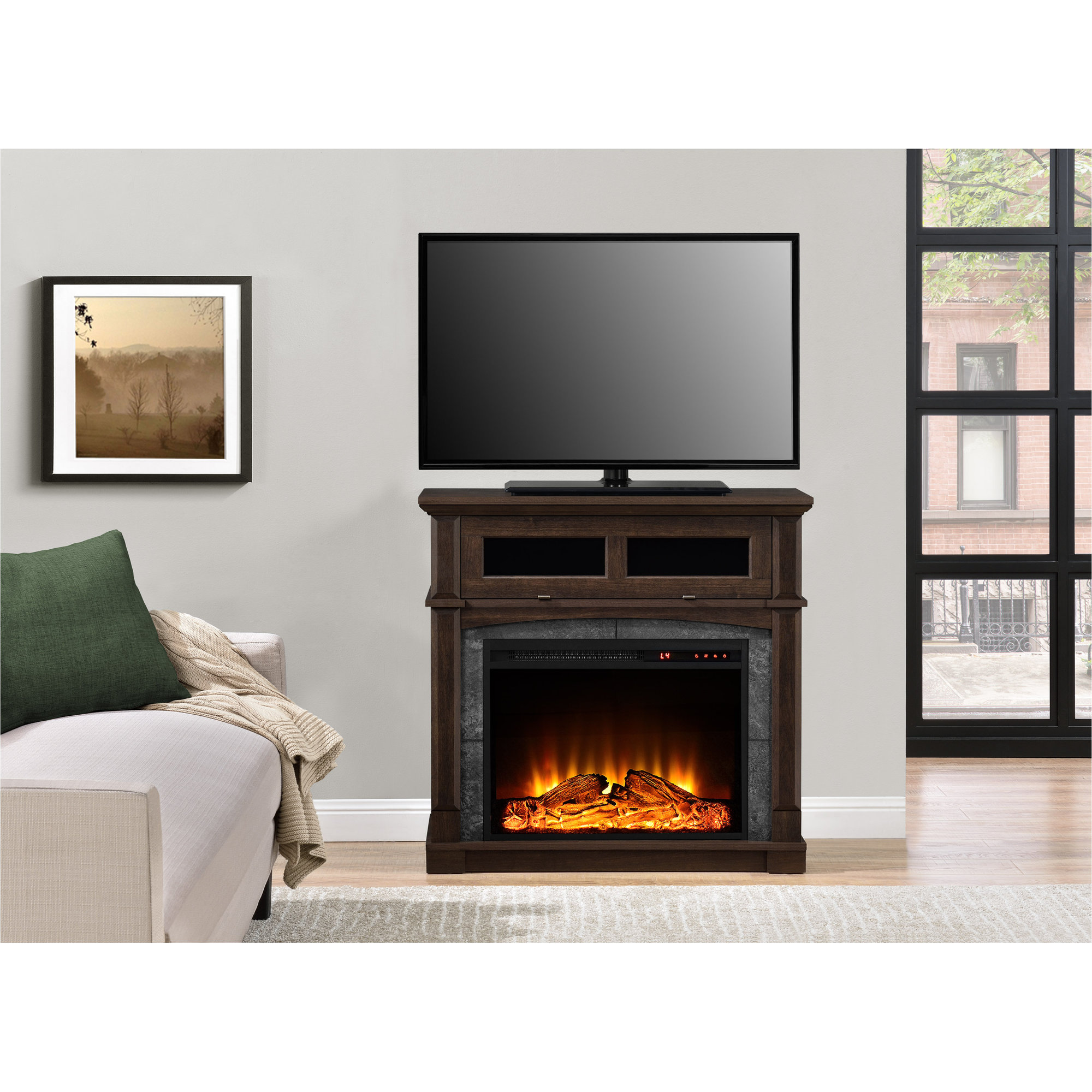 Darby Home Co 34" TV Stand with Electric Fireplace & Reviews