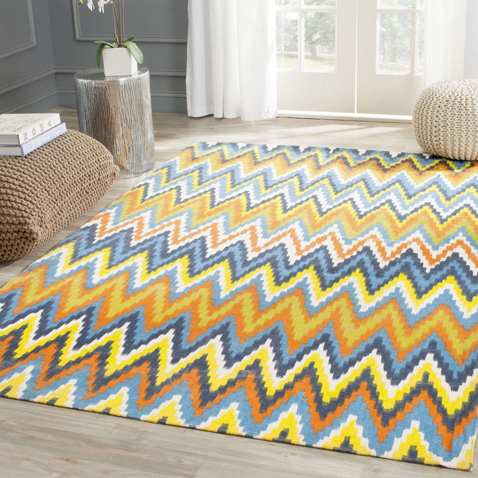 Zipcode Design Blair Blue / Yellow Striped Contemporary Area Rug & Reviews Wayfair.ca