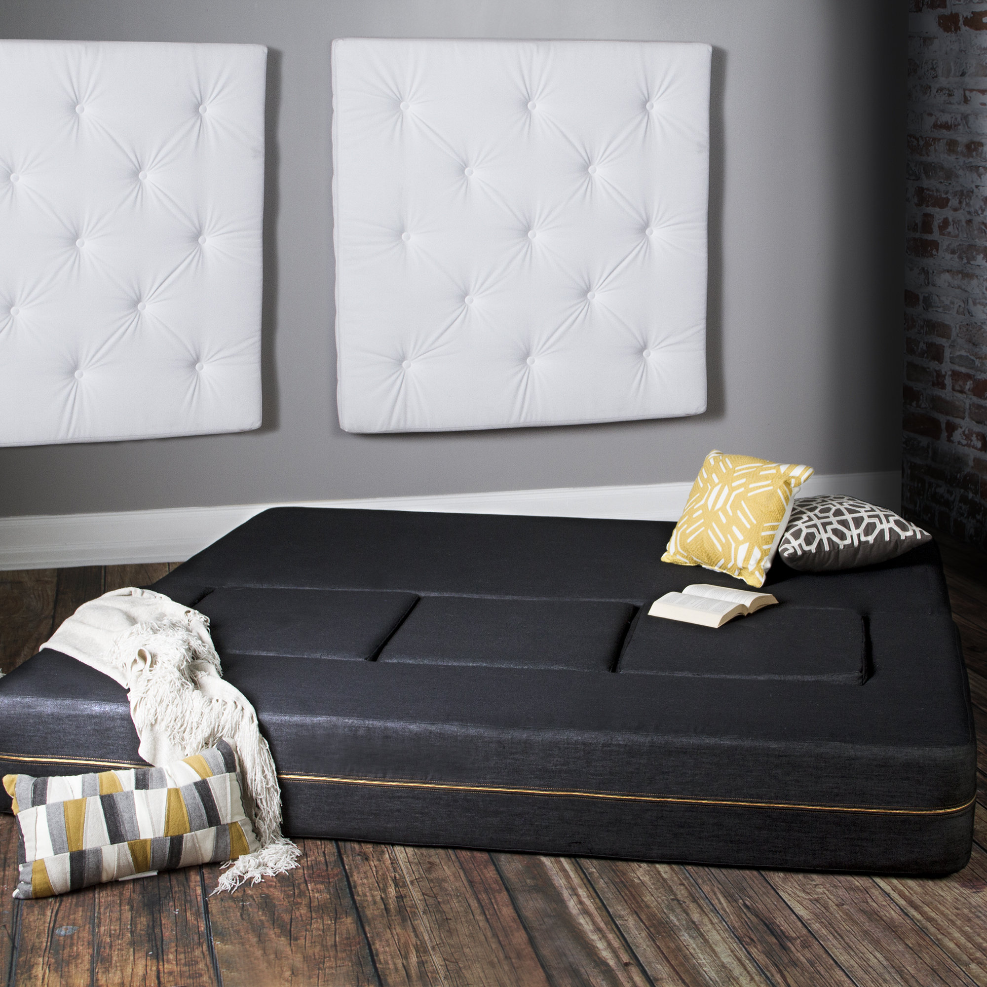 Zipcode™ Design Eugene Denim Sleeper Sofa and Ottomans 