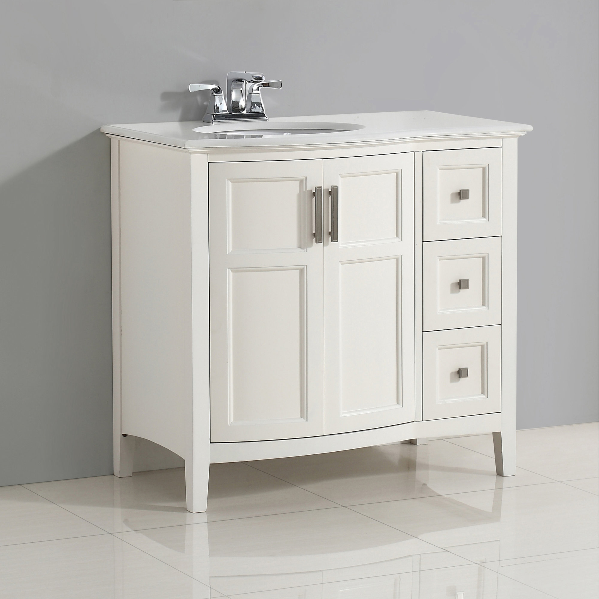 Simpli Home Winston 37" Single Rounded Front Bath Vanity Set & Reviews