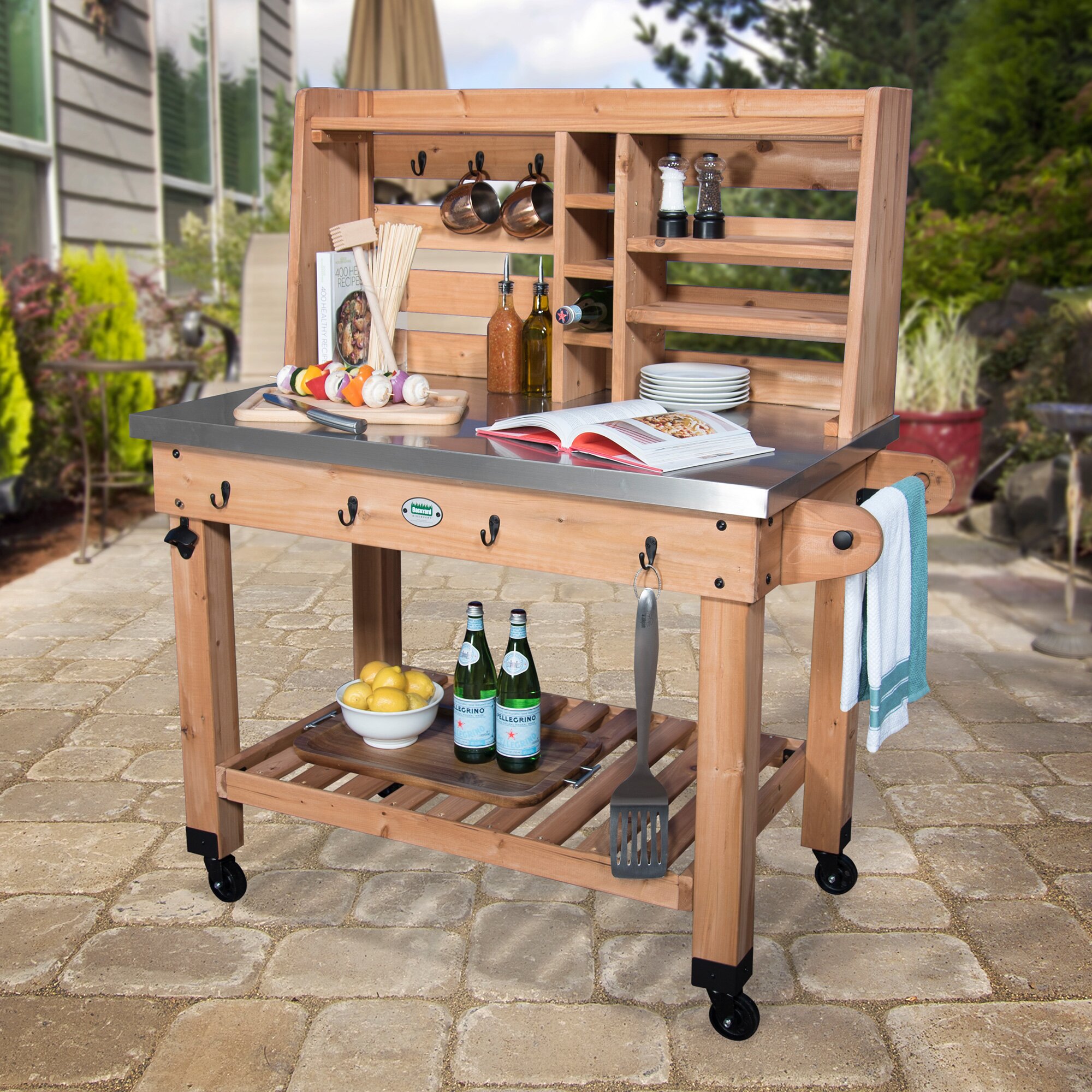 Backyard Discovery All Cedar Bar Serving Cart & Reviews | Wayfair