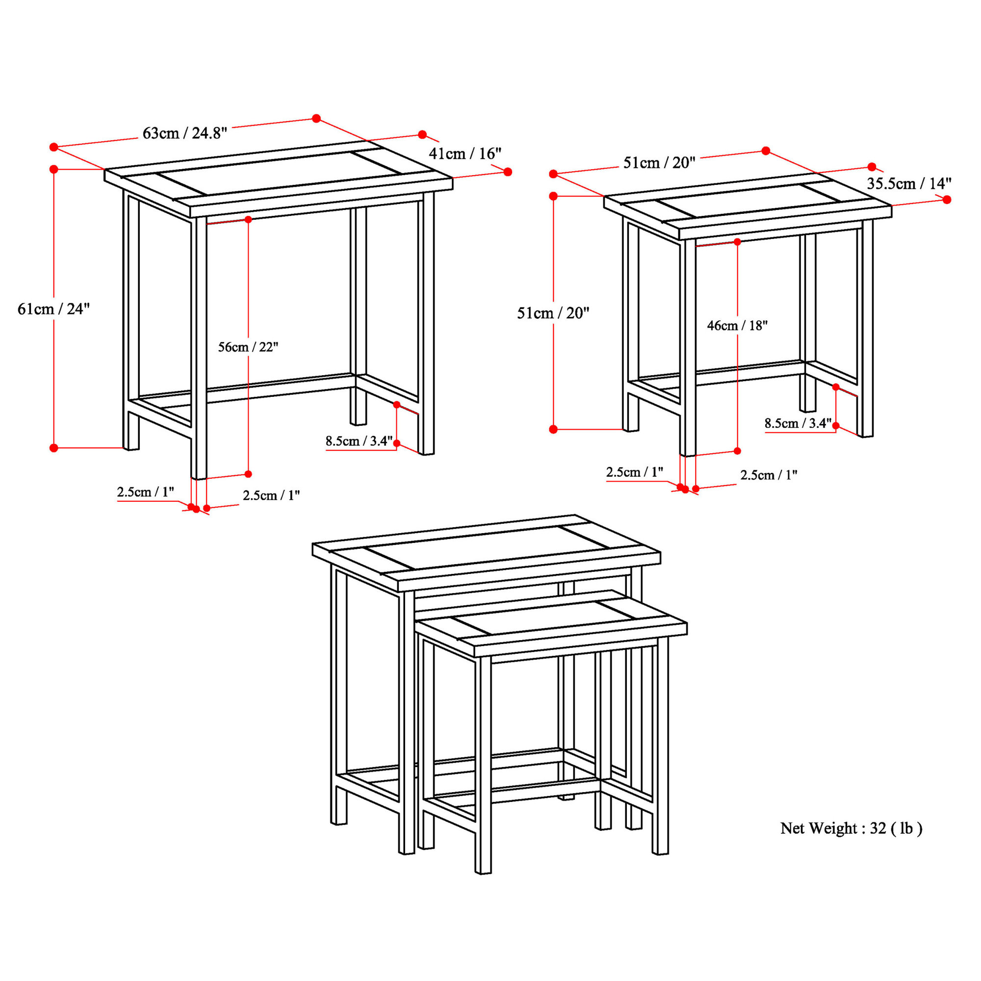 Simpli Home Skyler Nesting 2 Piece End Table & Reviews Wayfair