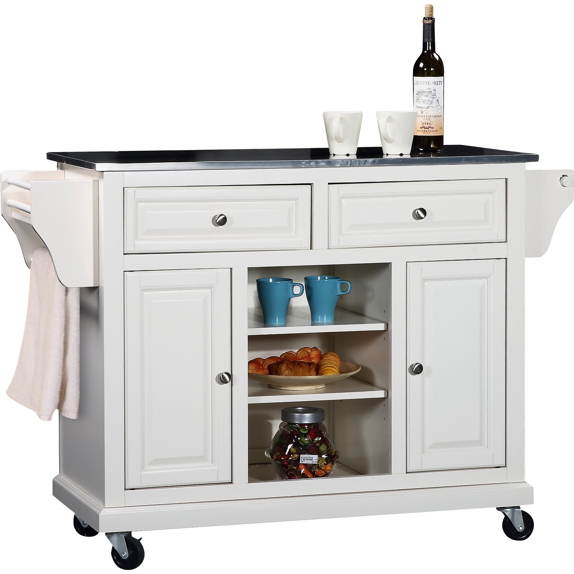 Wildon Home ® Kitchen Island with Stainless Steel Top & Reviews | Wayfair