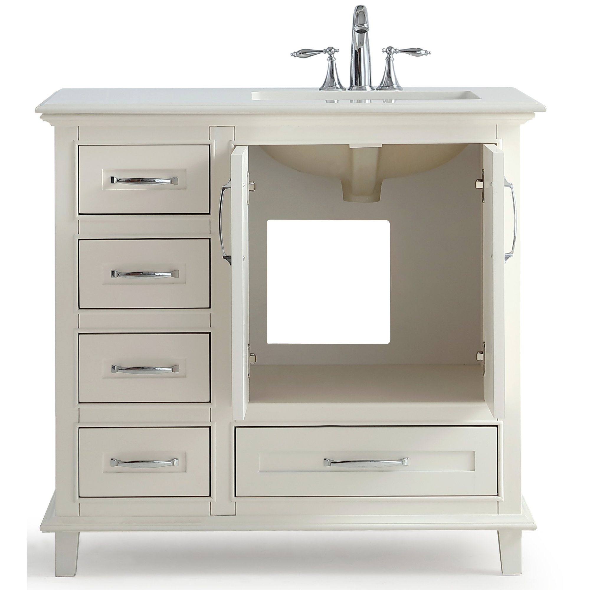 Simpli Home Ariana 36" Right Offset Single Bathroom Vanity Set Wayfair