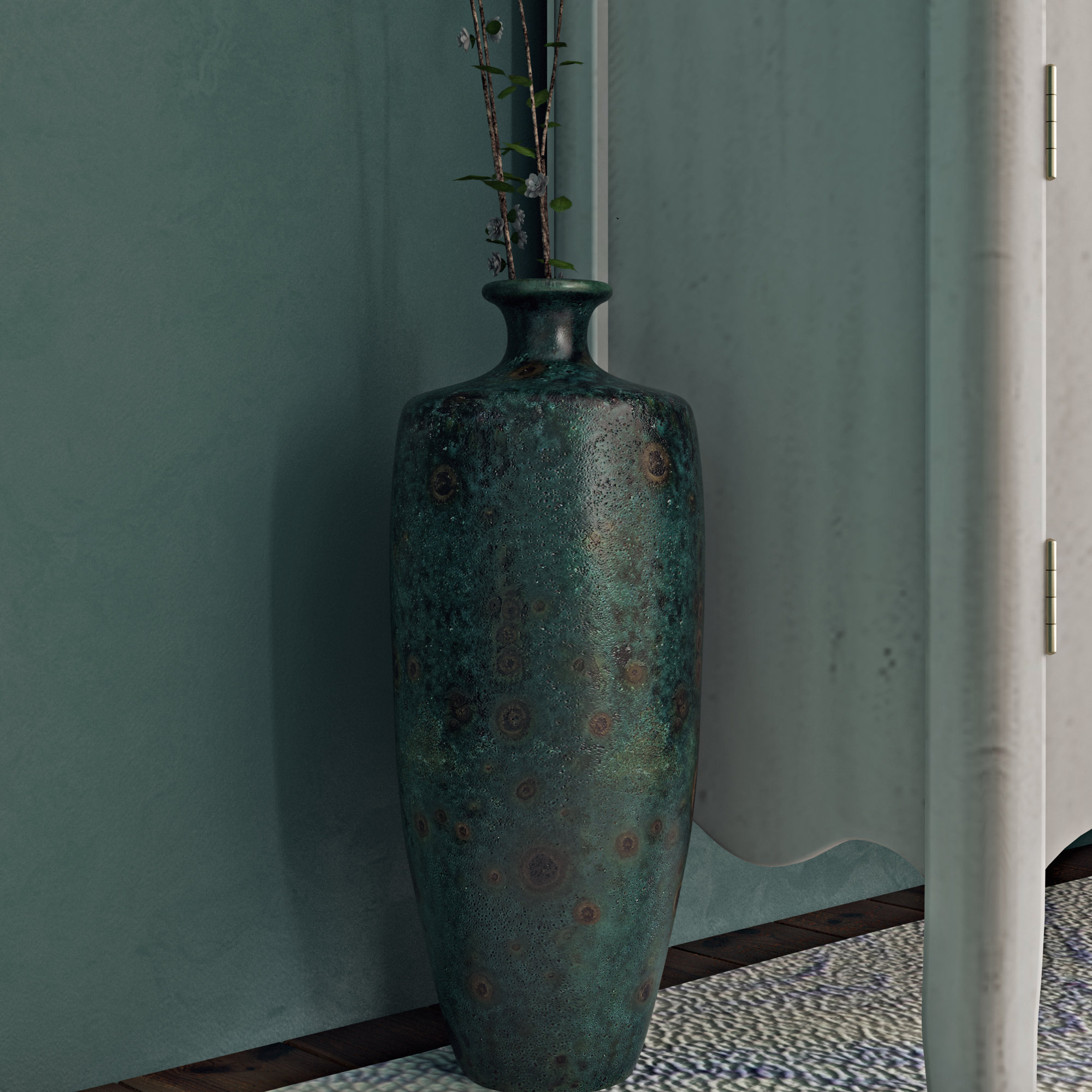 World Menagerie Ceramic Floor Vase in Blue & Reviews Wayfair